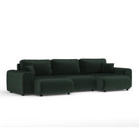 PANORAMASOFA Zanzibar Grün Chenille - Schwarz/Grün, Holz/Holzwerkstoff (325/79/144cm) - Maison de Reve