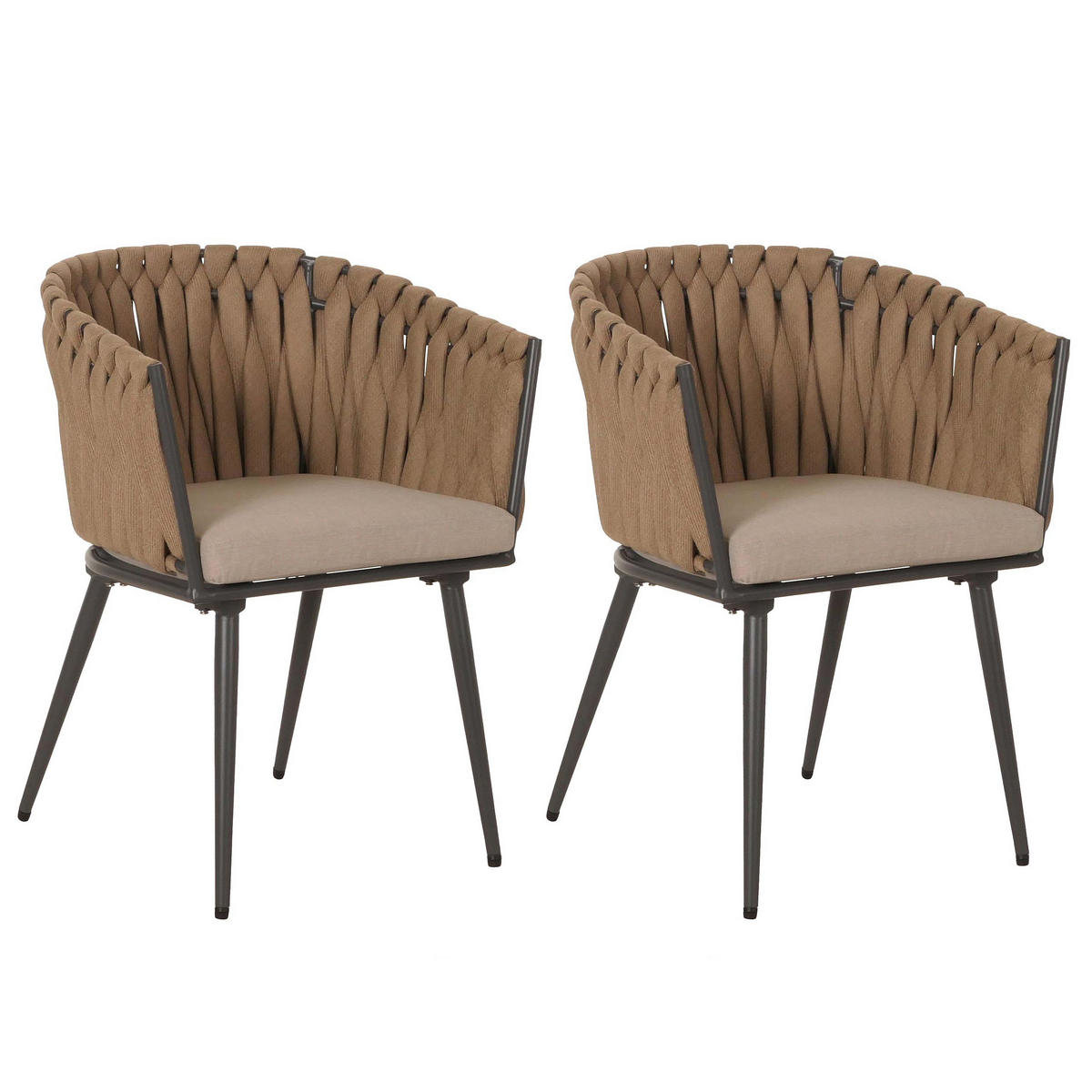 JEDILNIŠKA STOL Bež, rjava, komplet 2 kosov - bež/rjava, tekstil (61/82/57cm) - MCW