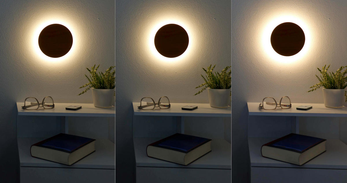 LED-BATTERIE Wandleuchte Indirektes Licht Echtholz mit Bewegungsmelder Walnussholz 2er-Set - Braun, Holz (3.7/15/15cm) - Northpoint
