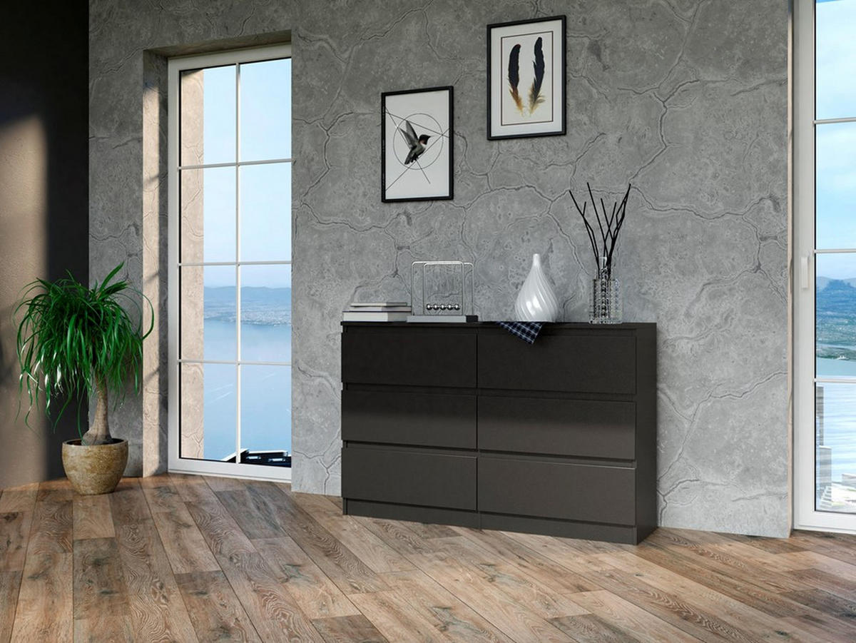 KOMODA černá 120/75/30 - černá, kompozitní dřevo (120/75/30cm) - RAUMHIRSCH FURNITURE