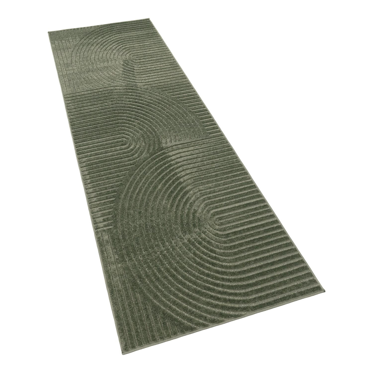 KURZFLORTEPPICH, mit Struktur, aus Polypropylen, Florhöhe 6 mm, Grün, 80 x 250 cm - Grün, Textil (250/80cm) - KADIMA DESIGN
