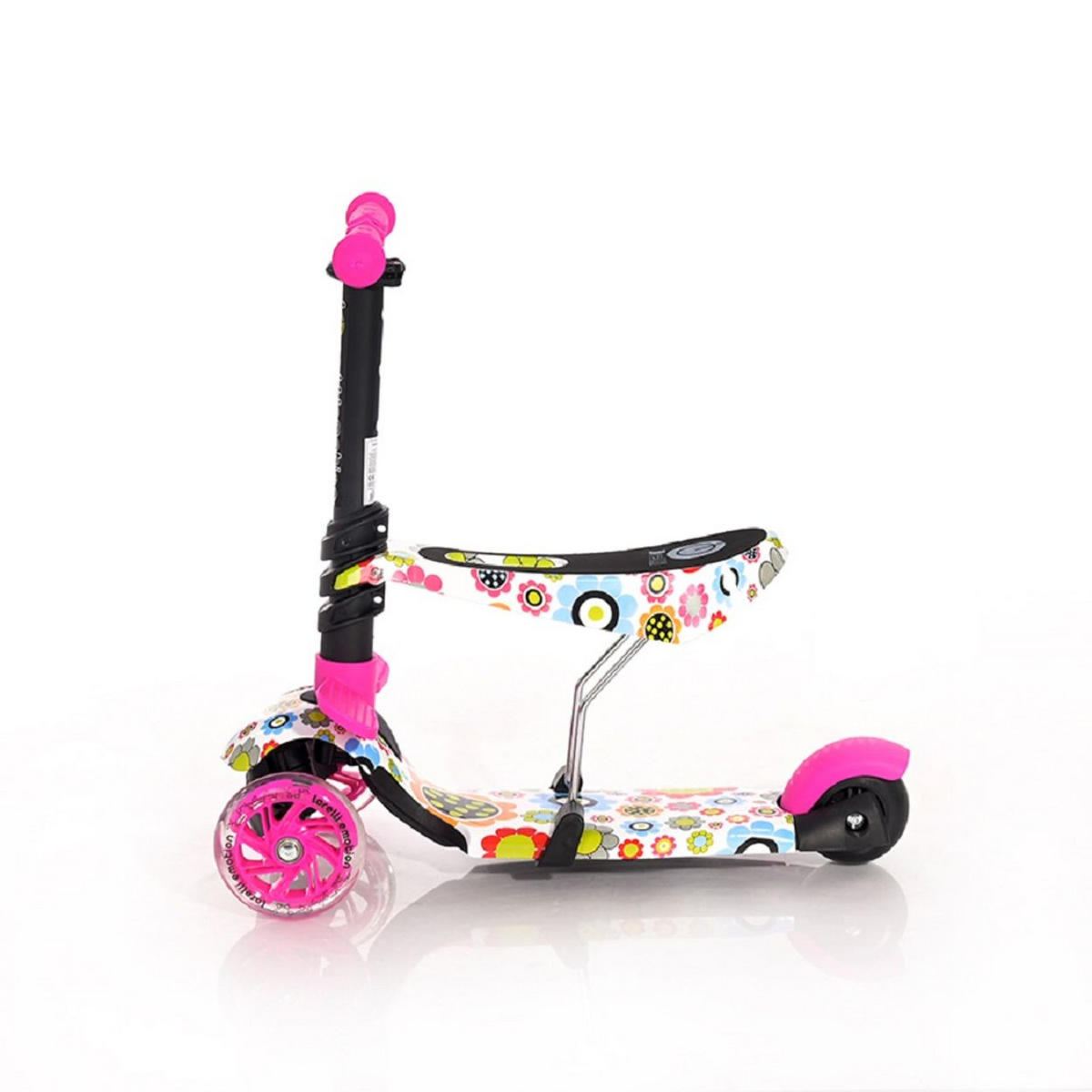 KINDERROLLER Laufrad Smart 2 in 1 rosa Schmetterlinge Smart PU Räder leuchten klappbar verstellbar - Rosa, Kunststoff (58/25/80cm) - Lorelli