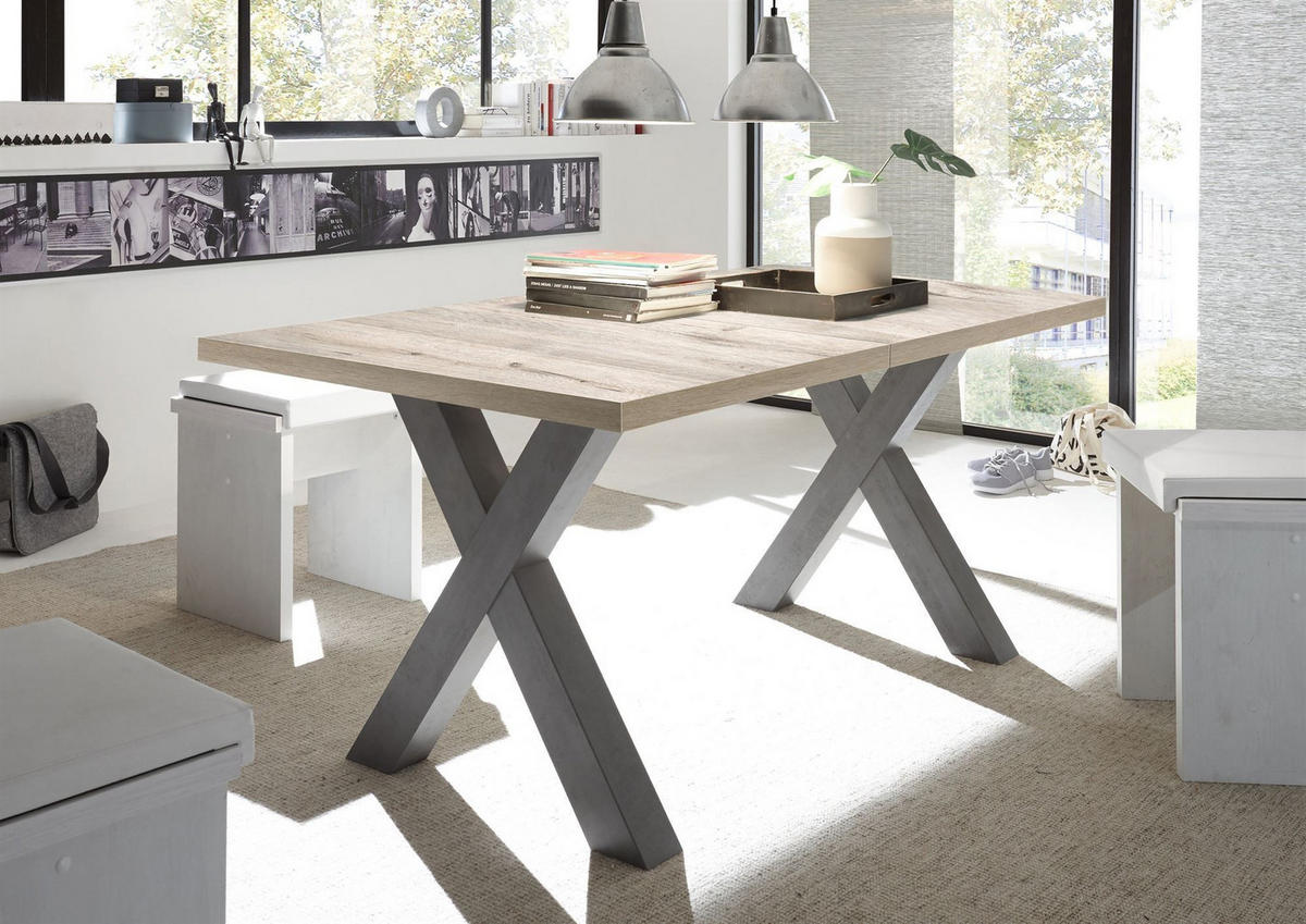 ESSTISCH ausziehbar Eike 3 160 x 90 x 75 Esszimmertisch Graphit/Sandeiche - Naturfarben, Holz (160/90/75cm) - 58aufmkessel
