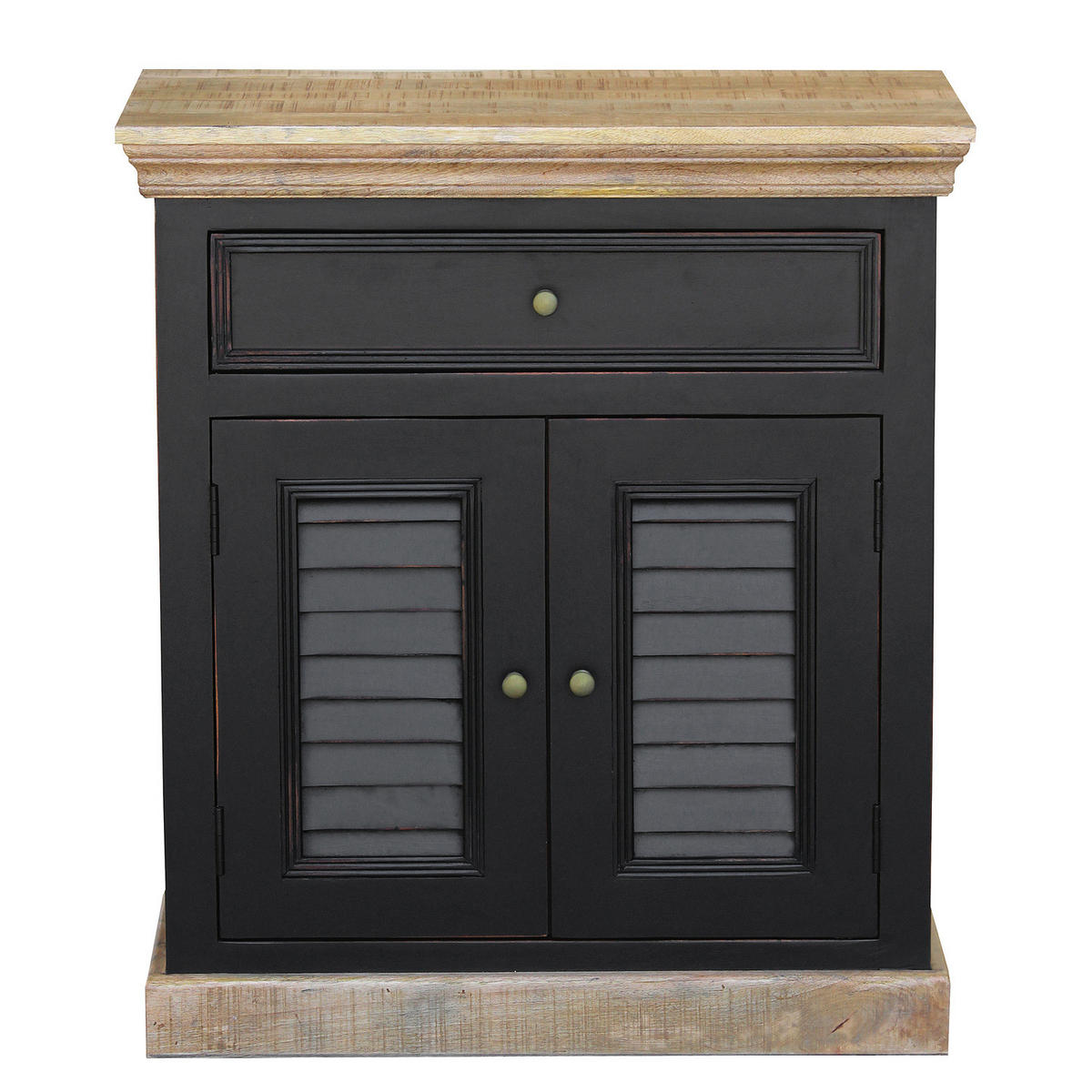 SCHUHKOMMODE - Mango massiv - Schwarz, Holz (80/90/45cm) - home24