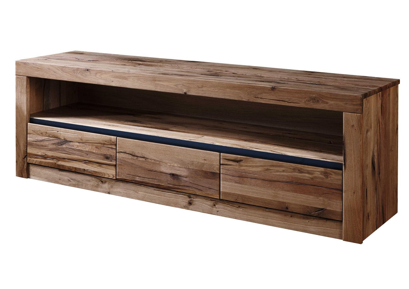 TV-BOARD Wild-/Zerreiche 165x42x55 Tabacco brown geölt MONTREUX #304 - Braun, Holz (165/55/42cm) - Massivmoebel24