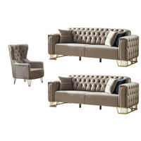 SITZGARNITUR Royce Beige Taupe Stellvariante:2+2+1 - Beige, Holz (180/85/90cm) - Villa Möbel