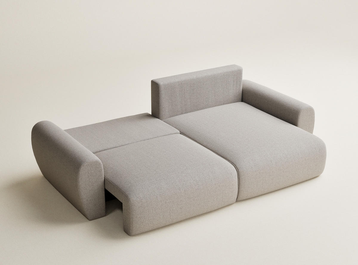 ECKSOFA MIT SCHLAFFUNKTION Numba Beige Webstoff - Beige/Schwarz, Holz/Holzwerkstoff (253/153cm) - Maison de Reve