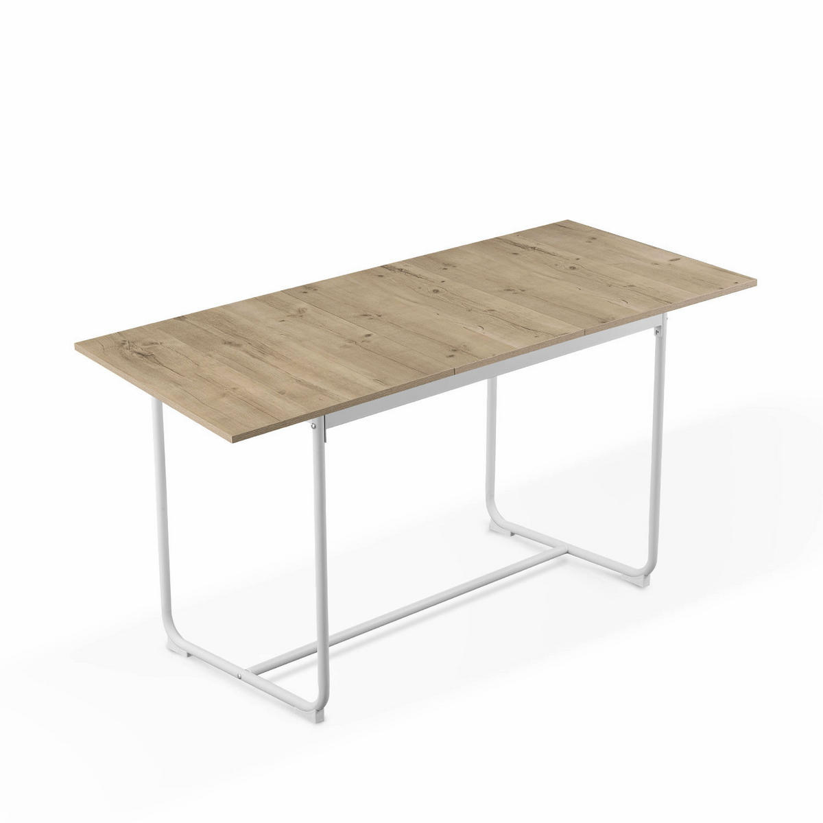 ESSTISCH PIUS 120-160/80/76 cm - Weiß/Eiche San Remo, Holzwerkstoff/Metall (120/80/76cm) - B&D Home