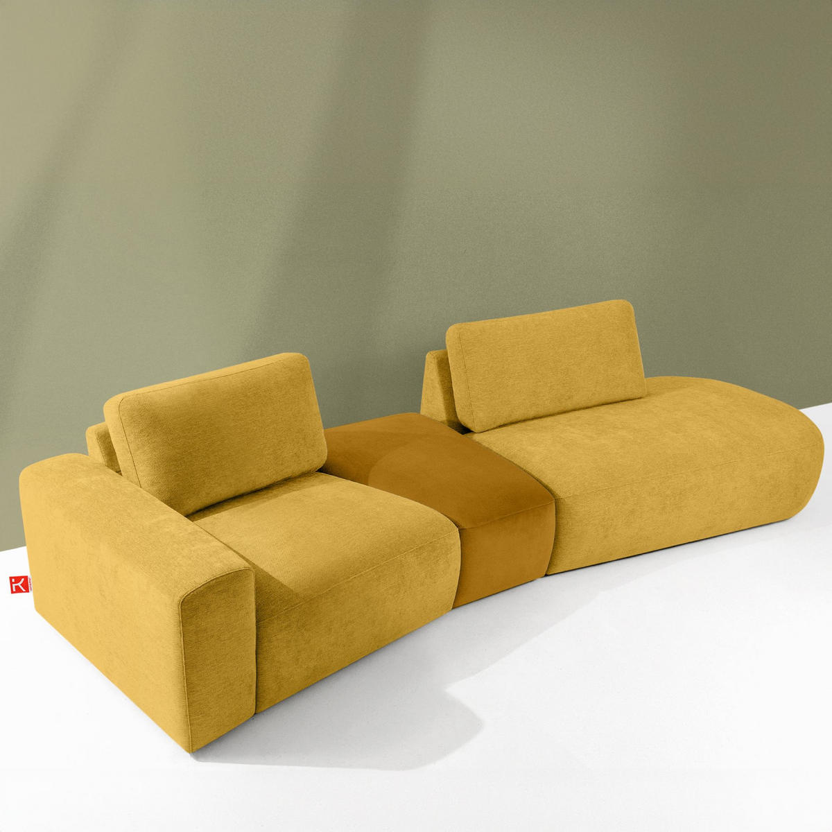 4-SITZER ECKSOFA ZUCCO Chenille rechts, Gelb - Gelb, Textil (350/84/105cm) - KONSIMO®