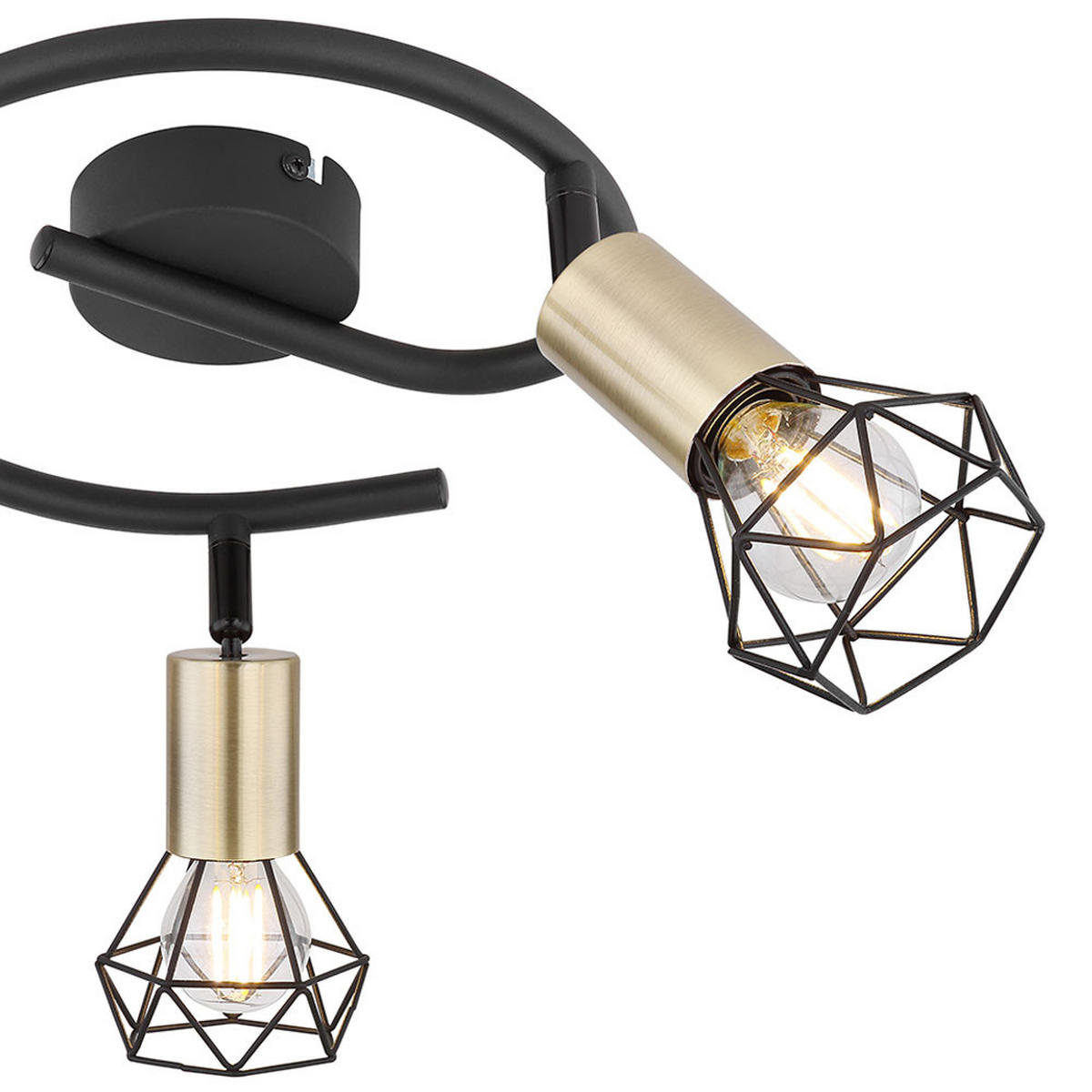 LED DECKENLEUCHTE Metall schwarz messing - Schwarz, Metall (23/23/18cm) - Globo Lighting