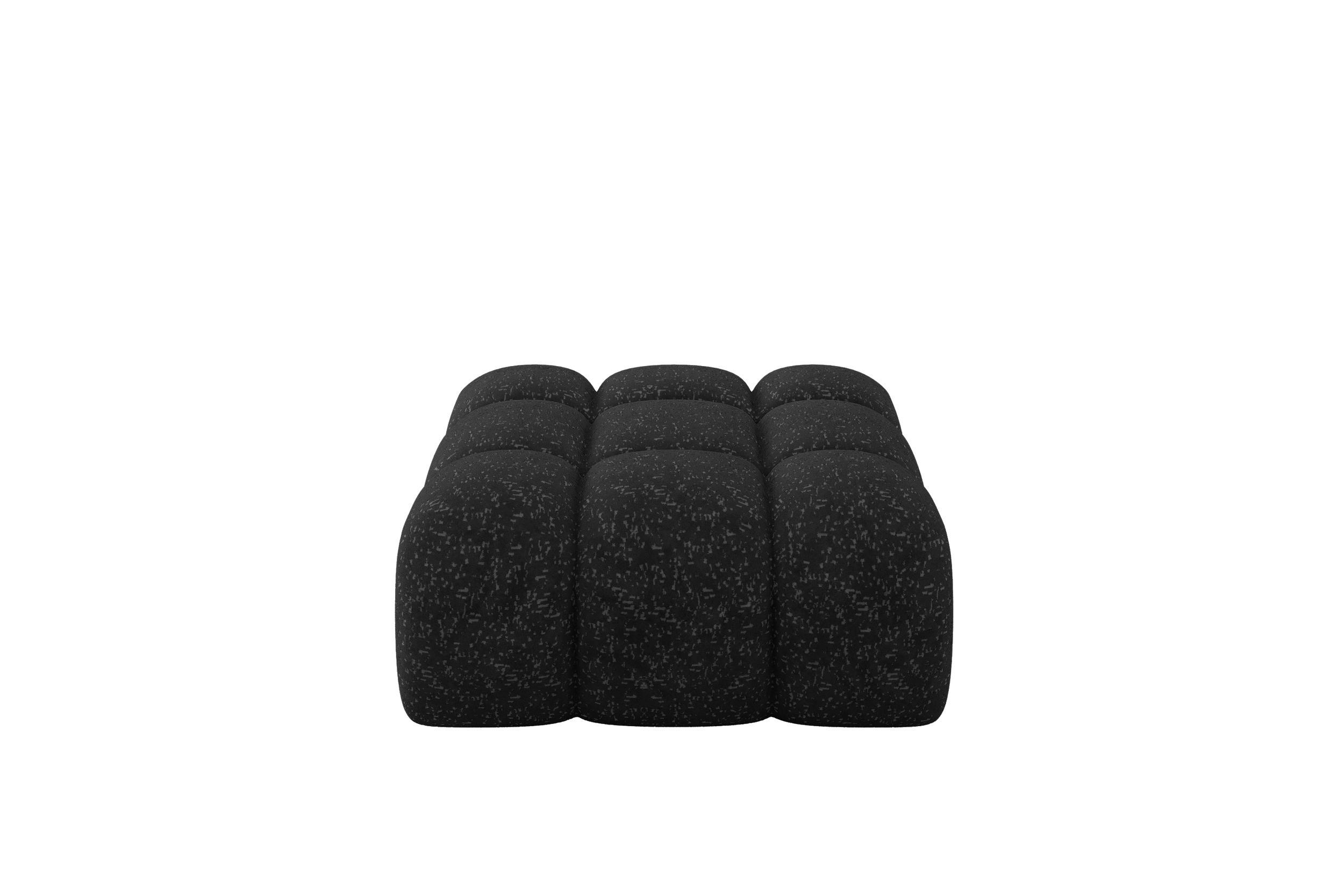 POUF OLEA-PUF 91x87x44 cm Schwarz Velours Modular Sitzhocker - Schwarz, Holzwerkstoff/Kunststoff (91/44/87cm) - ALTDECOR
