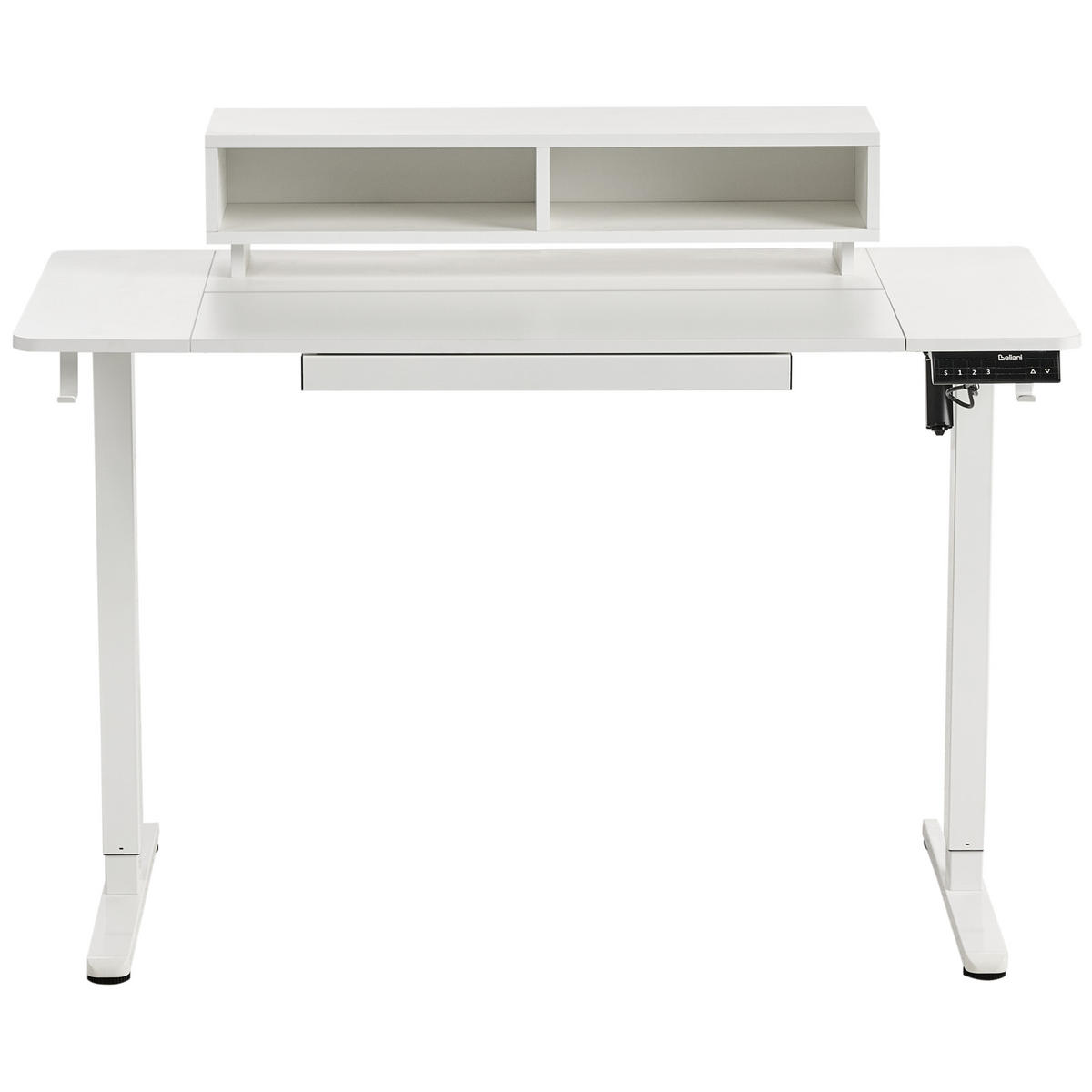 SCHREIBTISCH elektrisch höhenverstellbar 120/60 cm mit USB-Anschluss Weiß Lucama - Weiß, Holzwerkstoff/Metall (60/120/88cm) - Beliani