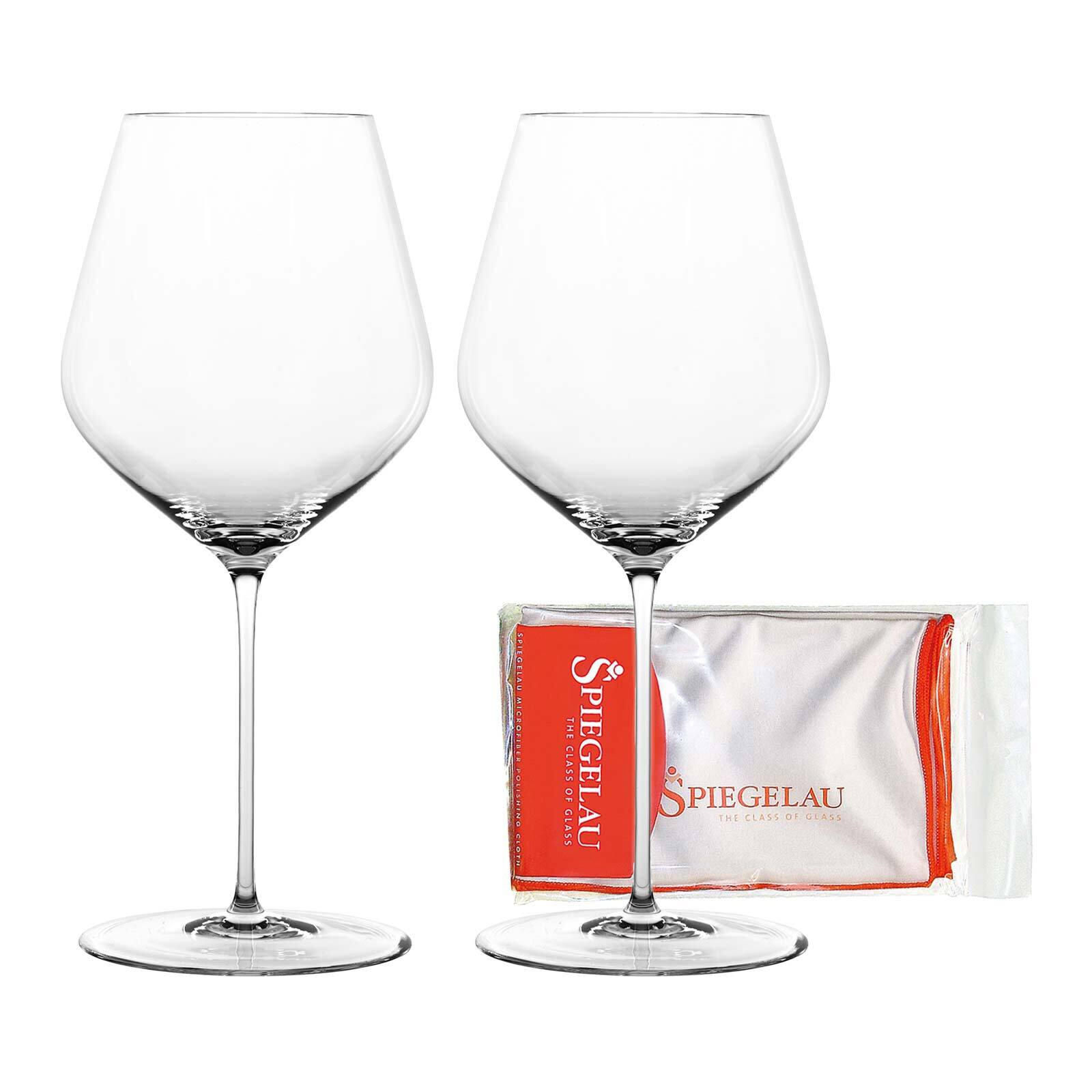 BURGUNDERGLÄSER + POLIERTUCH Hi-Lite transparent 734 ml 2er Set - Transparent, Glas (0.734L) - Spiegelau