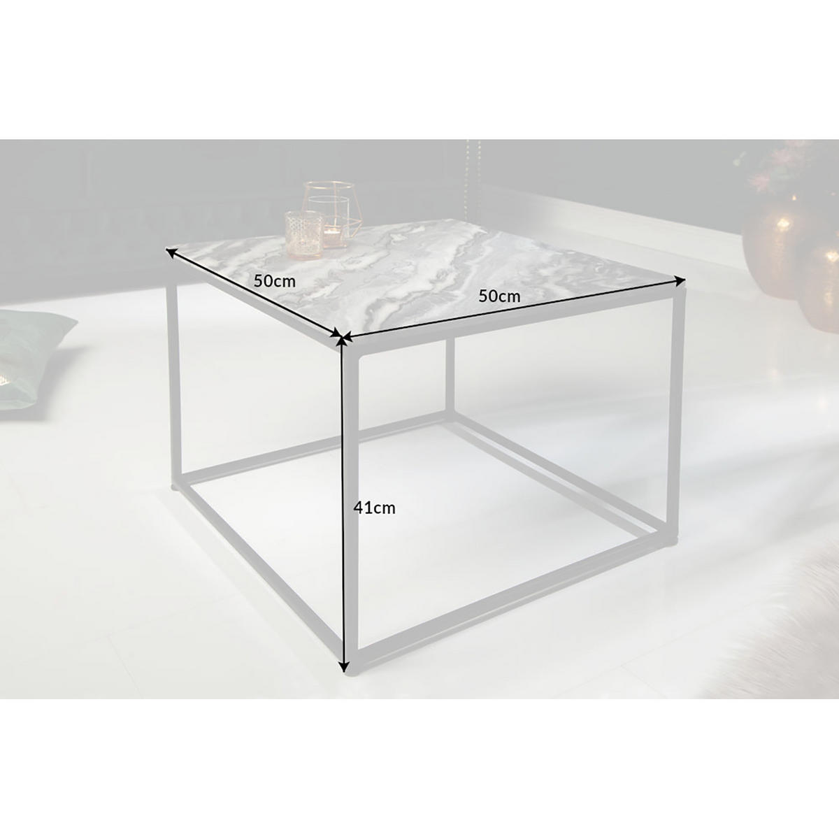 COUCHTISCH ELEMENTS Stein Grau 50 cm - Schwarz/Grau, Stein/Metall (50/50/41cm) - riess-ambiente