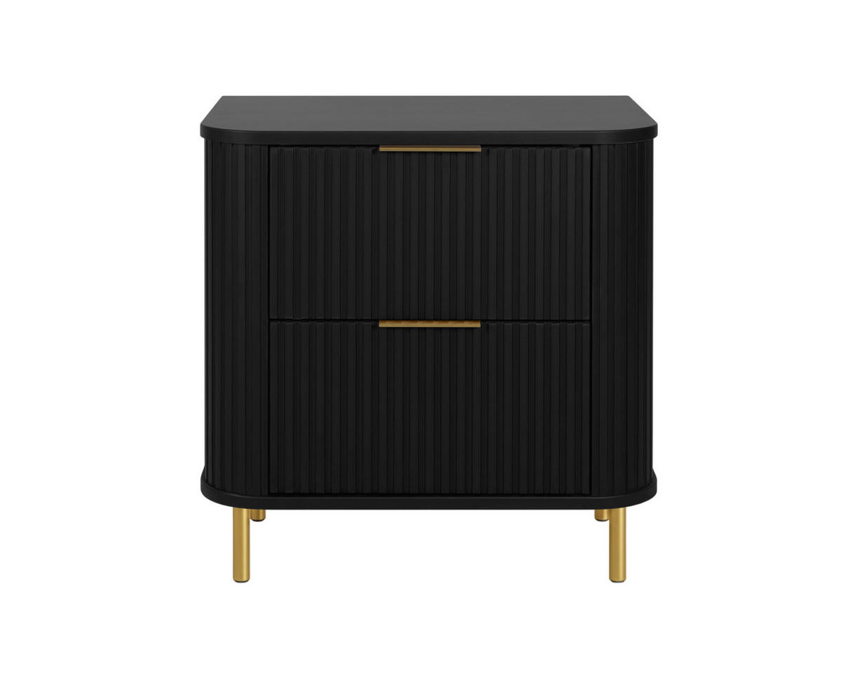 BADEZIMMERSCHRANK : Farbe Schwarz, Griff gold, Füße gold, 60 x 41,5 x 66,7 cm - Goldfarben/Schwarz, Holzwerkstoff (60/66.7/41.5cm) - 3XE LIVING