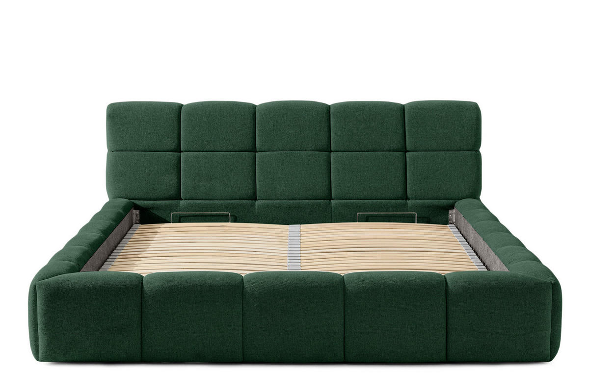 POLSTERBETT AERI 140/160/180/200 mit Rahmen und Bettkasten, dunkelgrün - Dunkelgrün, Holz/Holzwerkstoff (180/200cm) - KONSIMO®