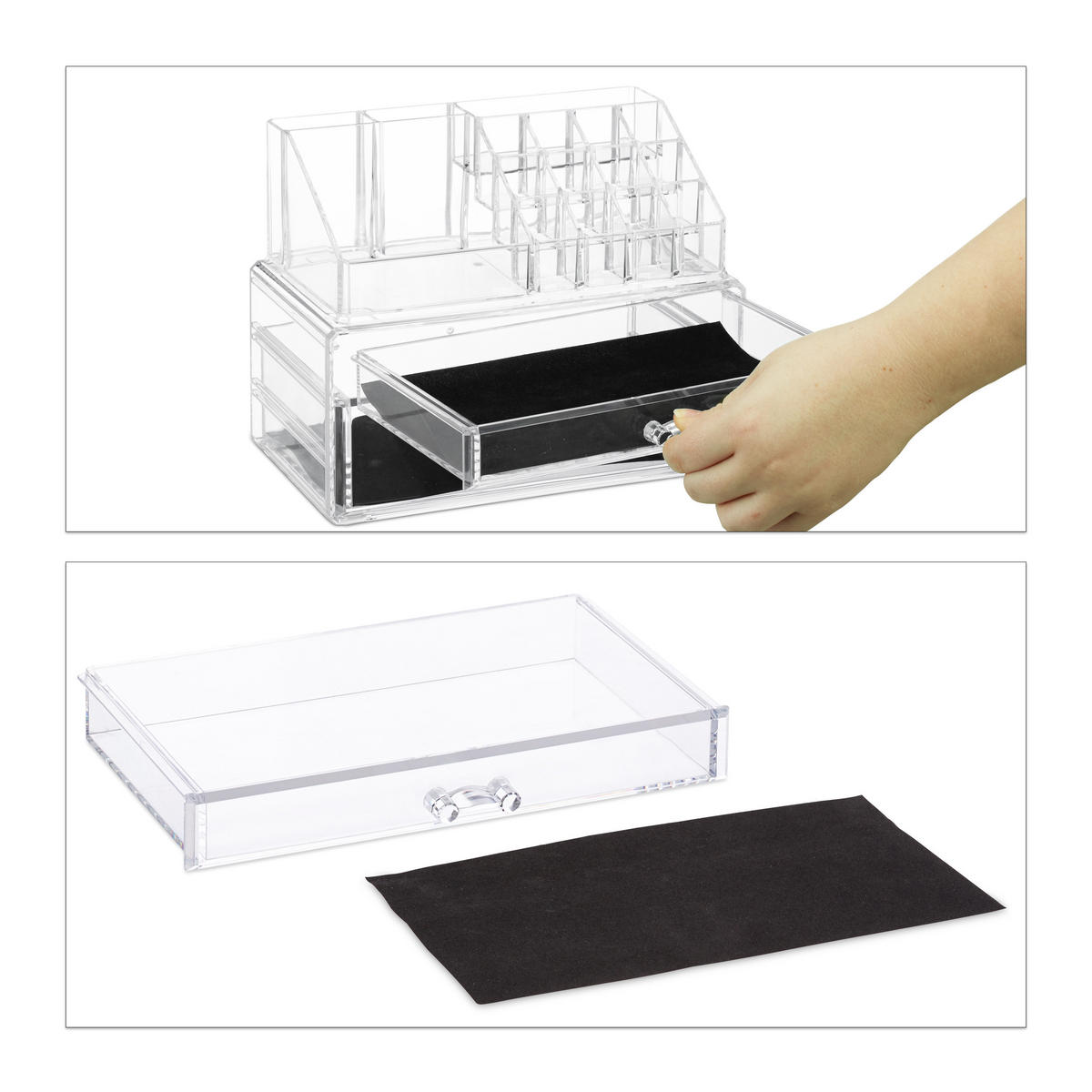 MAKE-UP Organizer - Transparent, Kunststoff (23.5/19/14cm) - Relaxdays