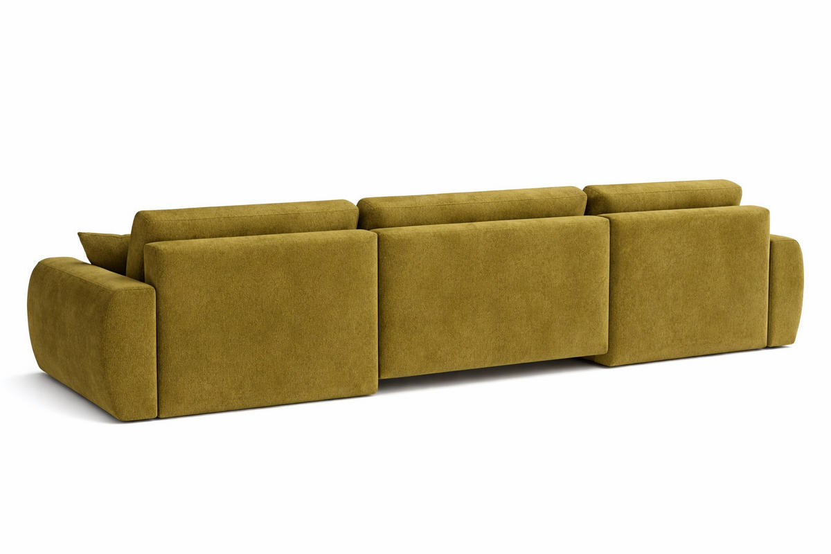 ECKSOFA Mit Schlaffunktion Und Bettkasten U-Form Ariel U, Veloursstoff Salvador, Olive - Olivgrün, Holz (342/142cm) - Kaiser Möbel