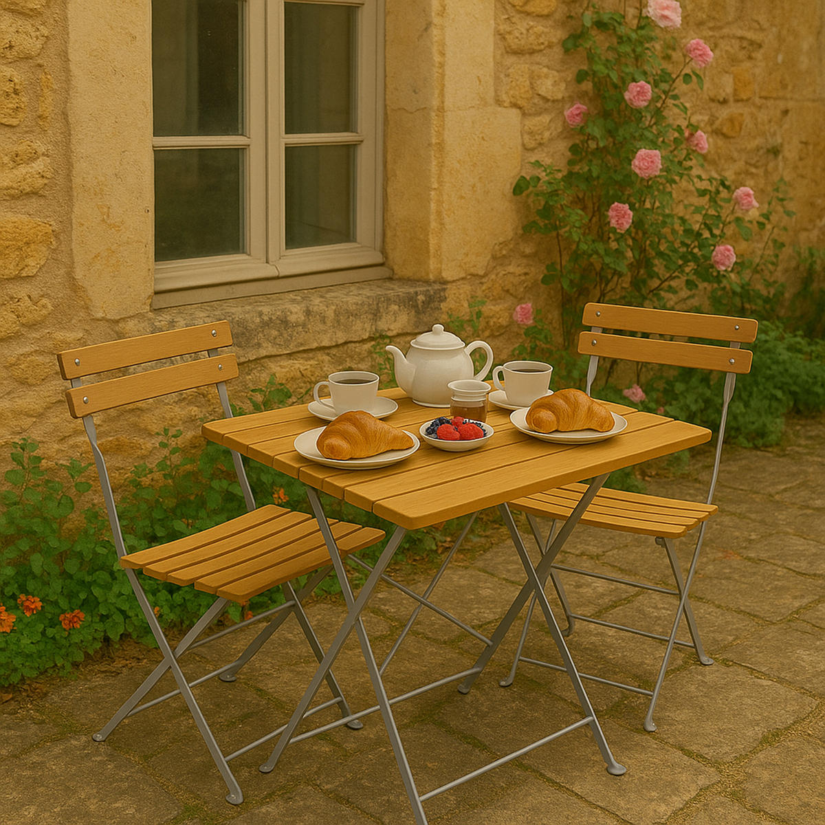 KLAPPTISCH Bad Belzig aus Robinienholz 70x70 cm, Stahlgestell Verzinkt - Braun, Holz (70/70/72cm) - TPFGarden