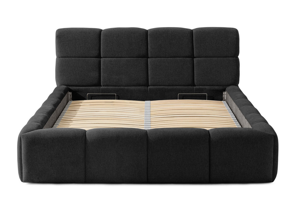 POLSTERBETT AERI 140/160/180/200 mit Rahmen und Bettkasten, anthrazit - Anthrazit, Holz/Holzwerkstoff (140/200cm) - KONSIMO®
