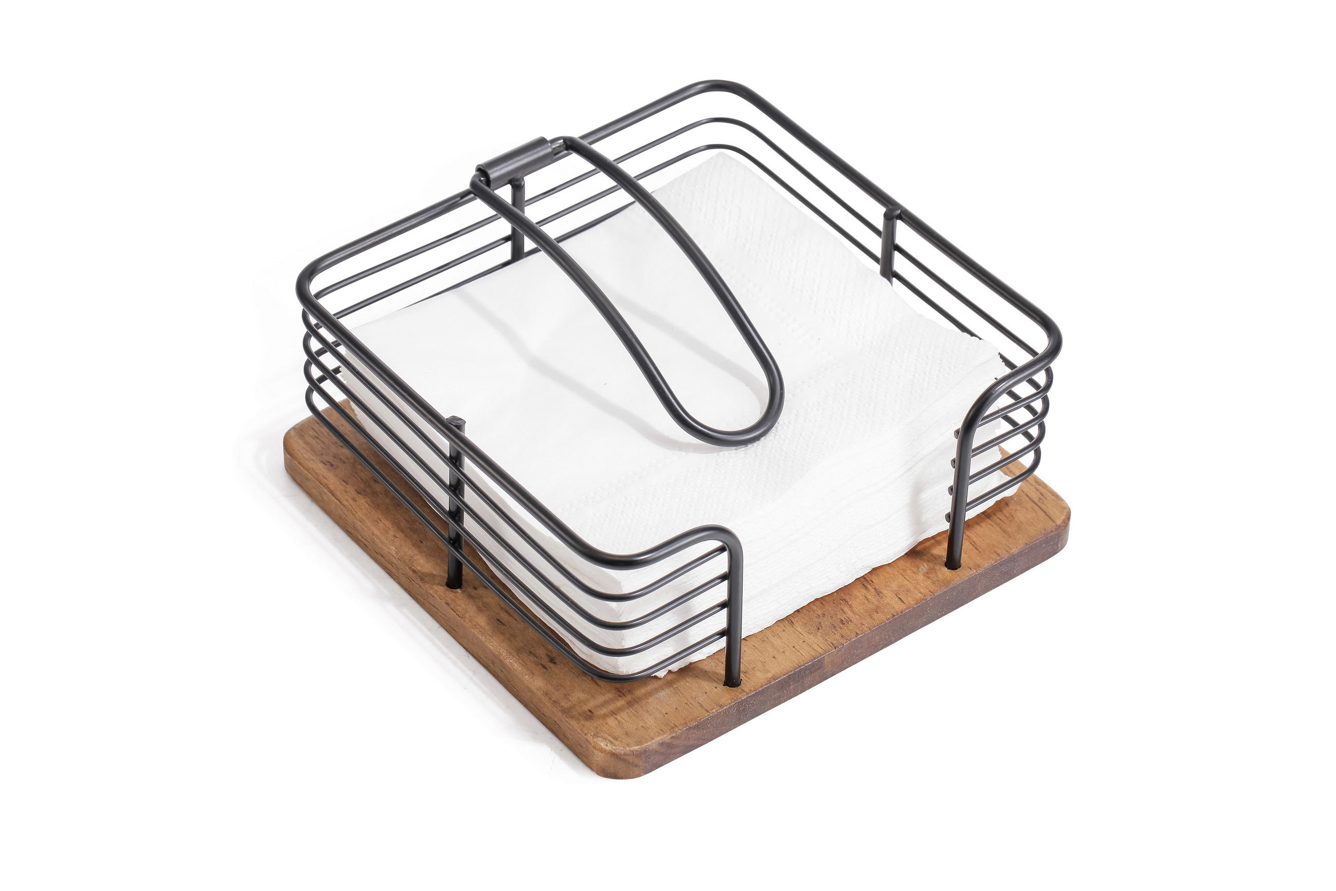 Mondex Serviettenhalter Schwarz, Natur 49x19 cm