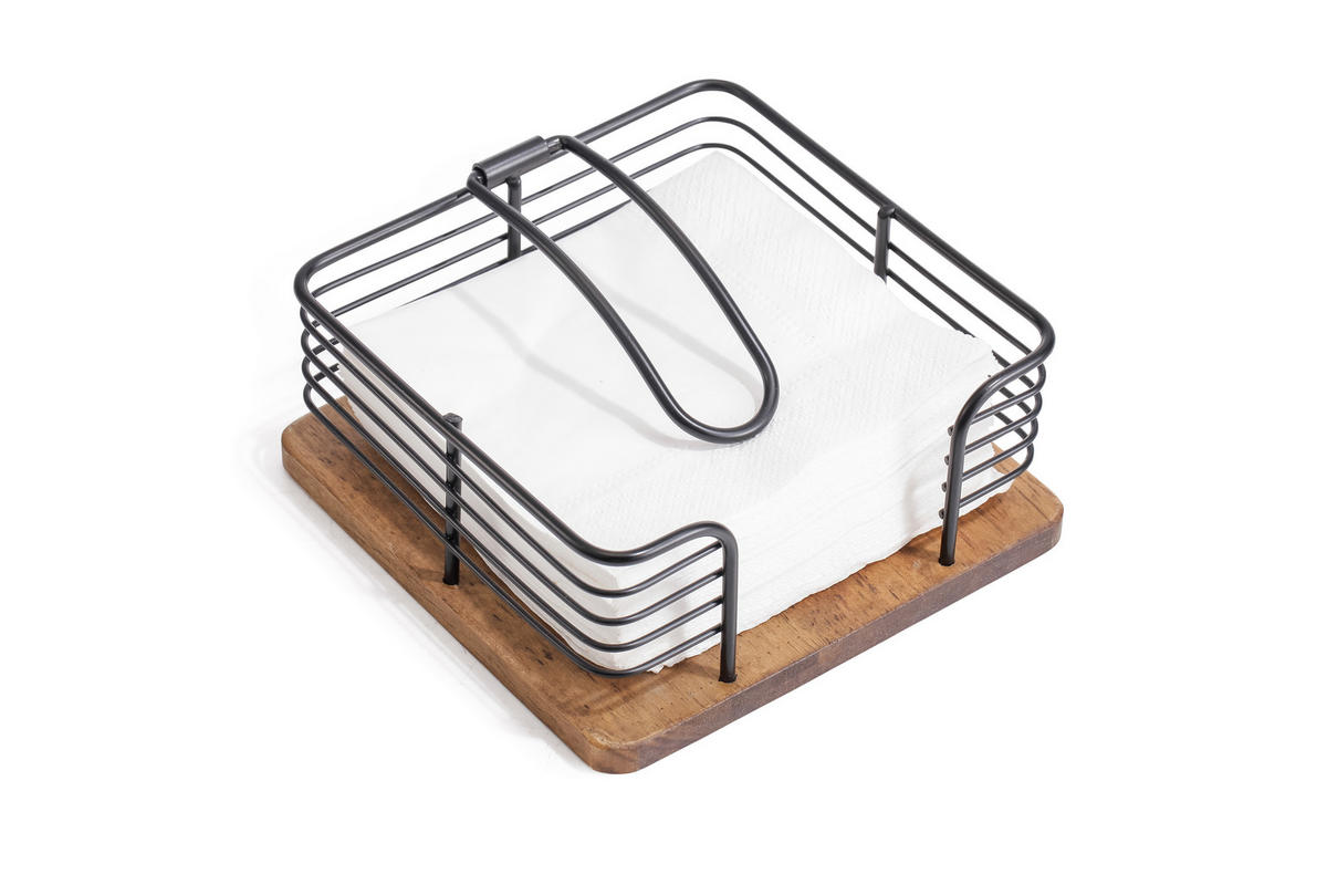 SERVIETTENHALTER Modern Kitchen Schwarz Naturfarbe 19/49/7 cm Holz - Schwarz/Naturfarben, Holz/Metall (49/19cm) - Mondex