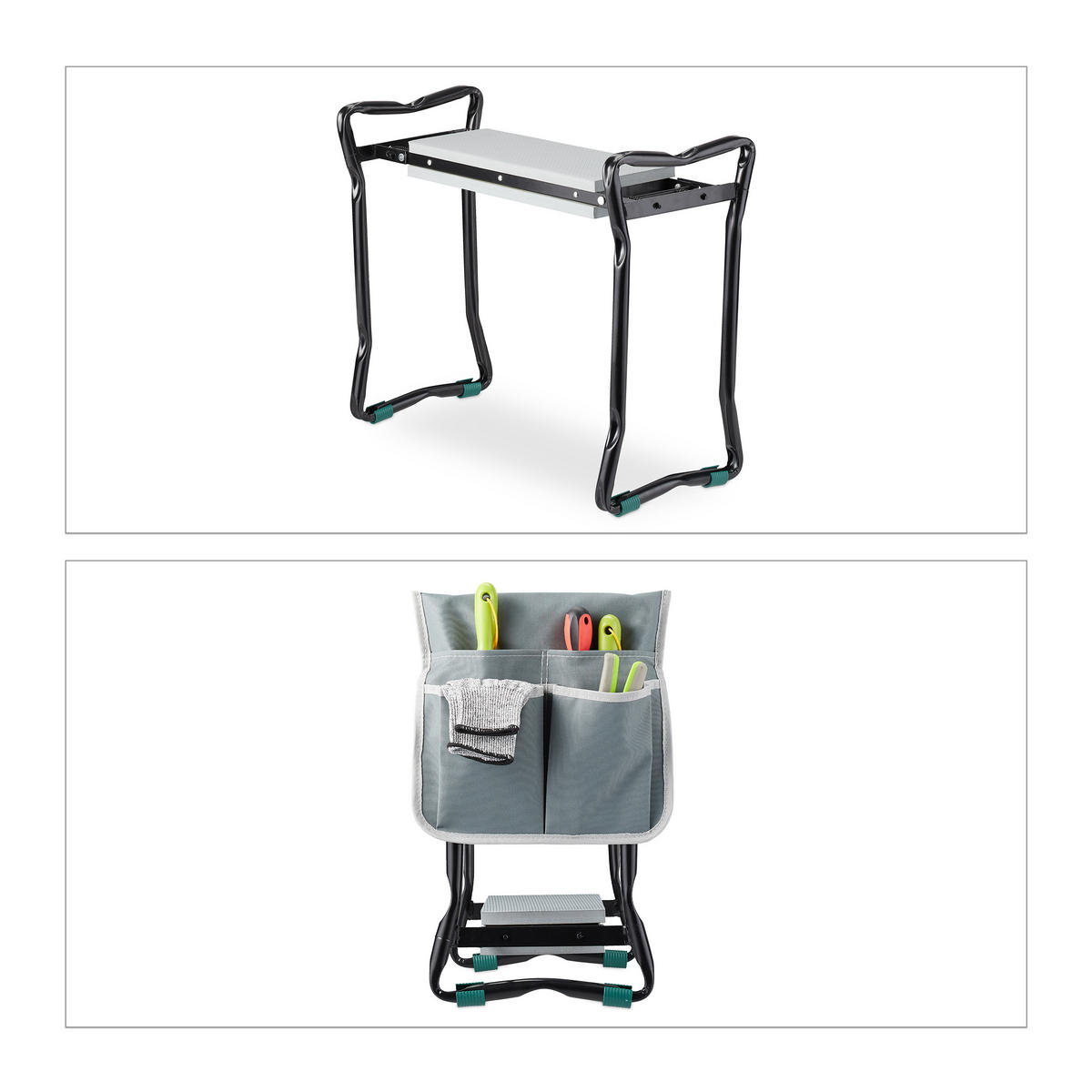 KNIEBANK - Multicolor, Textil/Metall (59/50/31.5cm) - Relaxdays