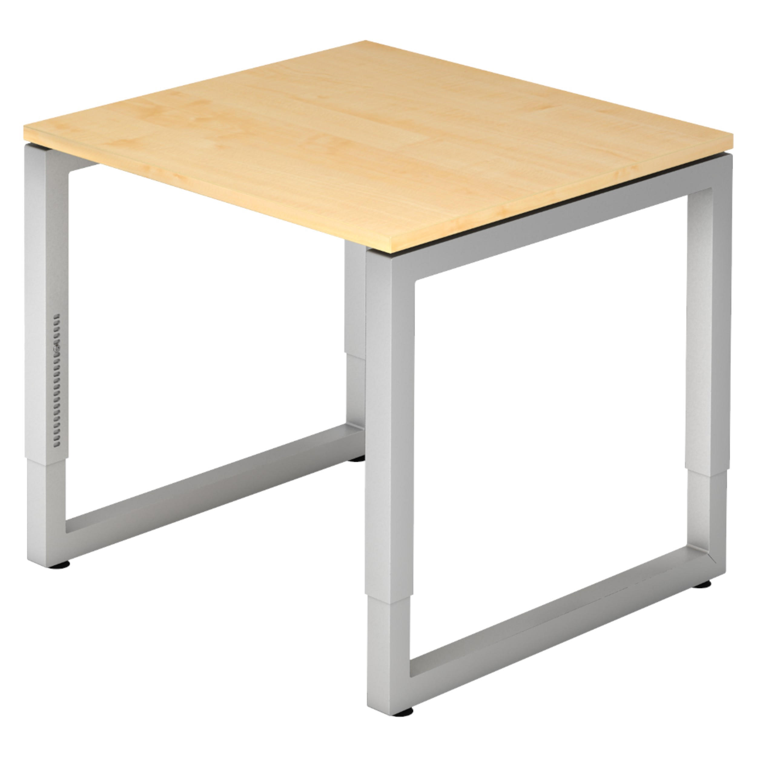 SCHREIBTISCH Serie-R 80/80/74 cm in Ahornfarben/Silberfarben - Silberfarben/Ahornfarben, Holzwerkstoff (80/80/74cm) - bümö