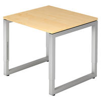 SCHREIBTISCH Serie-R 80/80/74 cm in Ahornfarben/Silberfarben - Silberfarben/Ahornfarben, Holzwerkstoff (80/80/74cm) - bümö