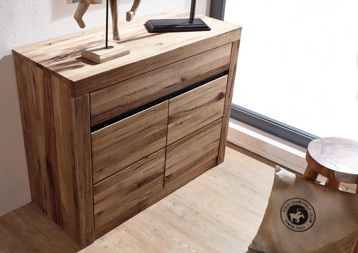 SIDEBOARD Wildeiche / Zerreiche 108x43x80 braun geölt MONTREUX #350 - Braun, Holz (108/80/43cm) - Massivmoebel24