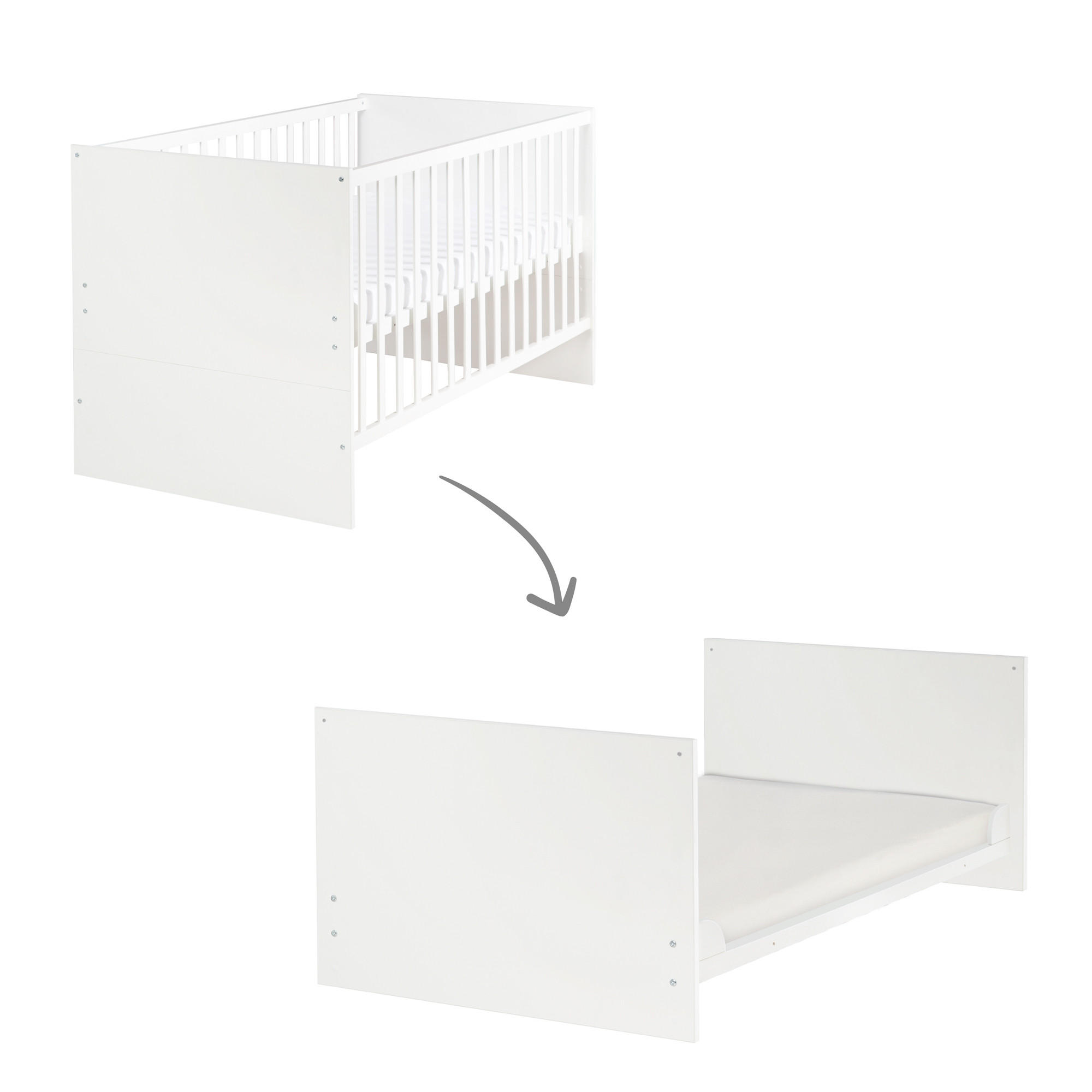 BABYBETT Anton 70 x 140 cm - Weiß, Holzwerkstoff (70/140cm) - Roba
