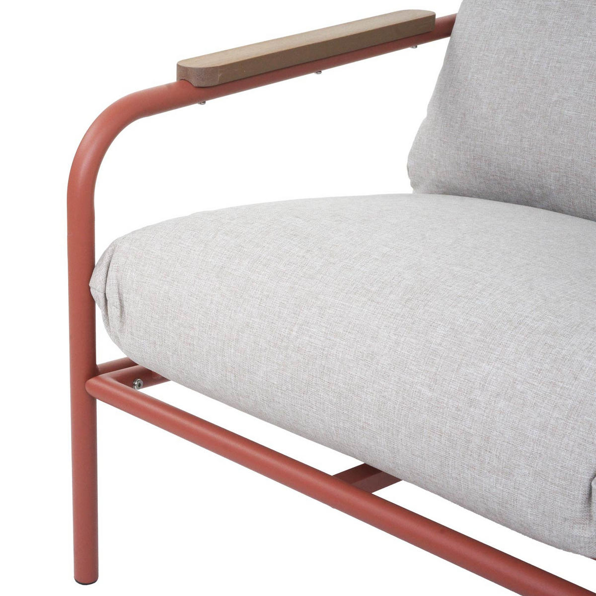 GARTENGARNITUR Rot, Beige 1x 2-Sitzer Gartenbank, 2x Sessel und 1x Tisch-Set - Beige/Rot, Metall - MCW