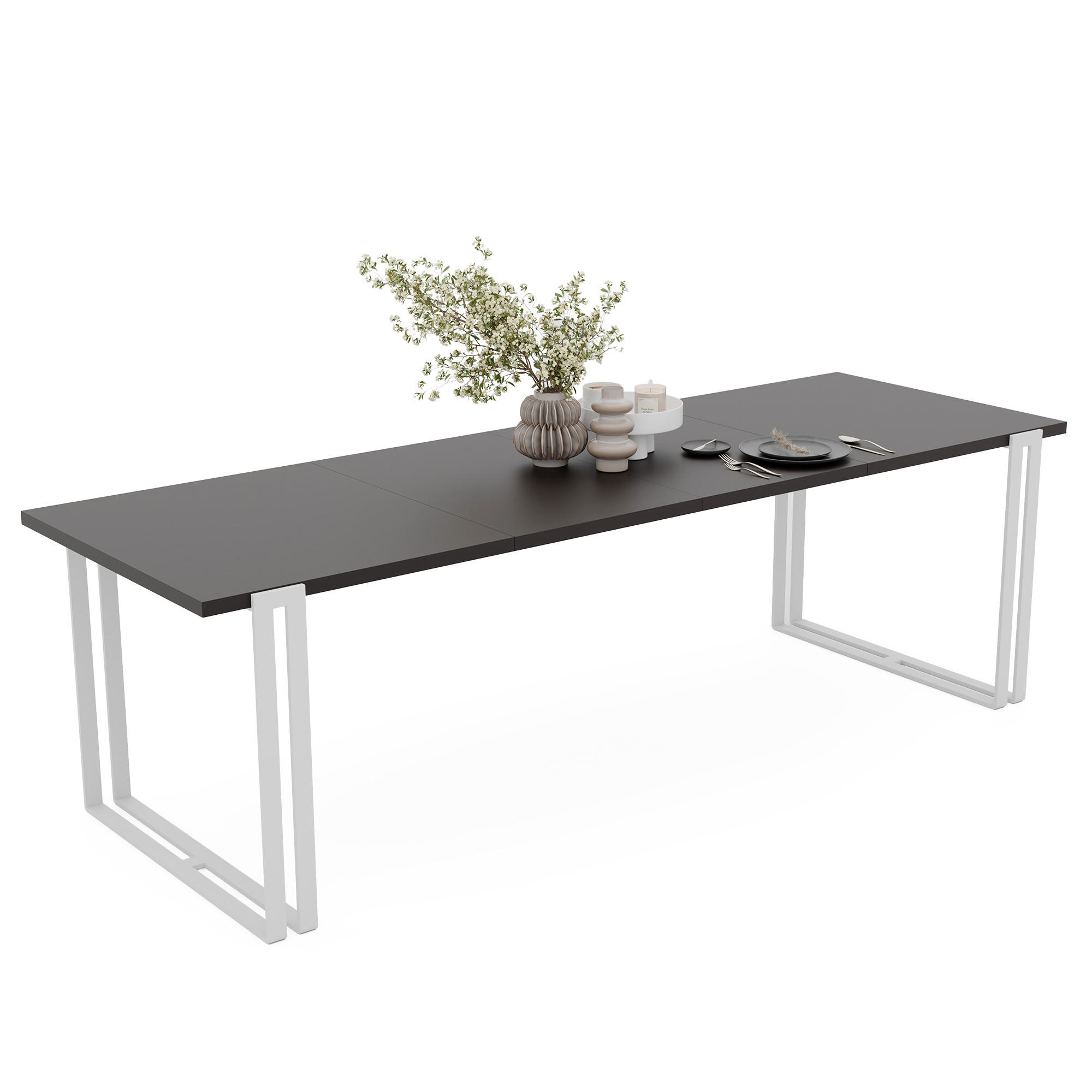 TISCH ausziehbar aus MDF, Schwarz - Schwarz/Weiß, Holzwerkstoff (120/80/76cm) - Idohome
