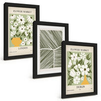 BILDER SET 3er Set - 20x30 cm Schwarzer Rahmen - Blumenmuster London Dublin - Schwarz, Kunststoff (20/30cm) - TULUP