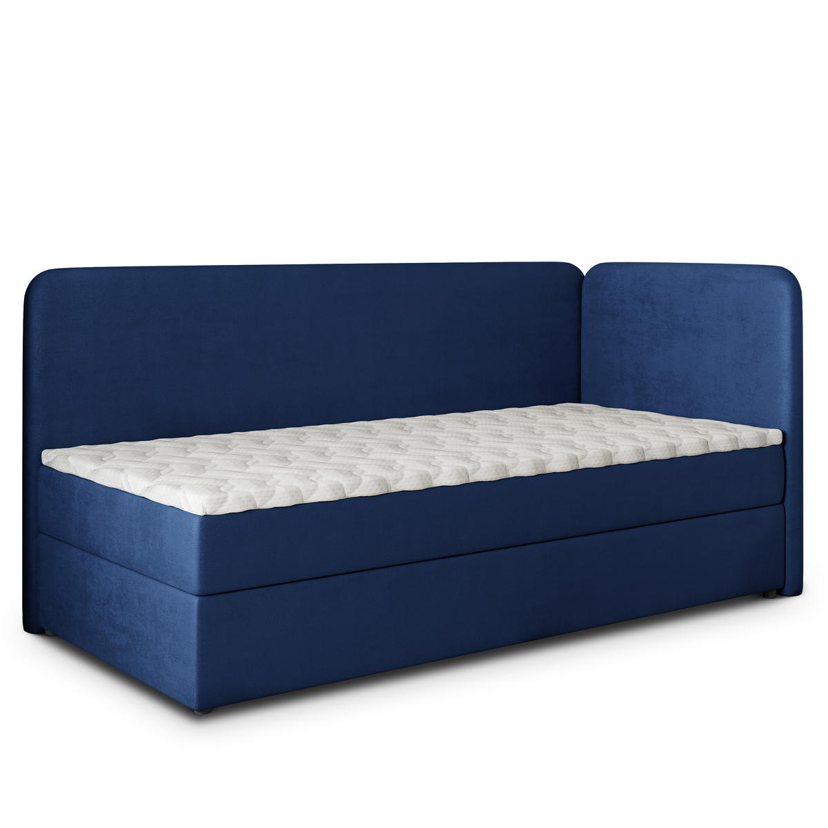 BOXBETT GINA 100x200 cm mit Matratze und Topper, H2+H3 - Blau - Blau, Holz (100/200cm) - MASSENO