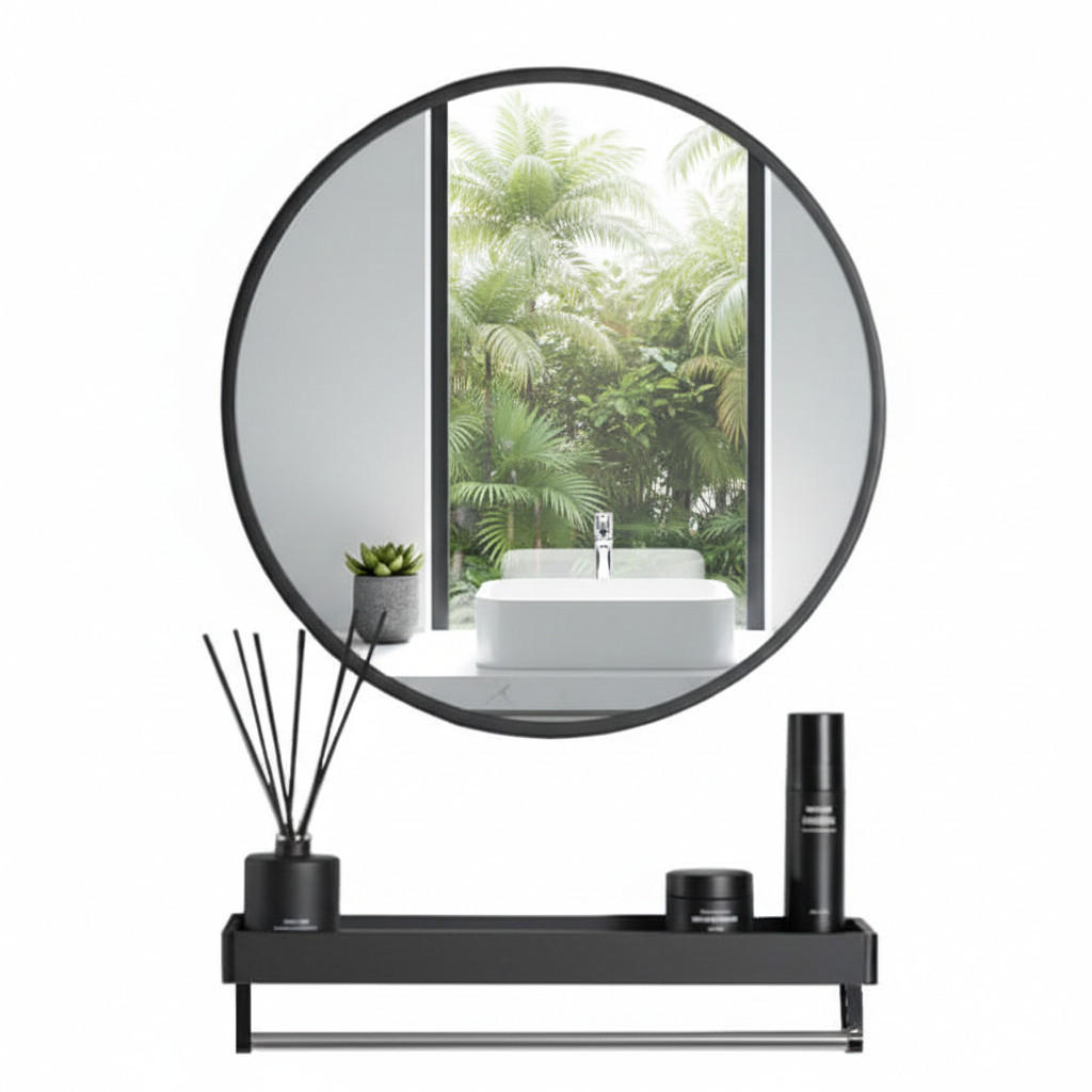 WANDSPIEGEL - Schwarz, Glas/Metall (60/60/3.5cm) - Mat-Haus