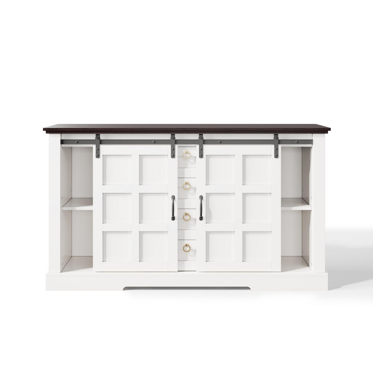 SIDEBOARD 150/40/85 cm mit 2 Schiebetüren & 4 Schubladen in Weiß - Weiß, Holzwerkstoff (150/85/40cm) - BEAOK