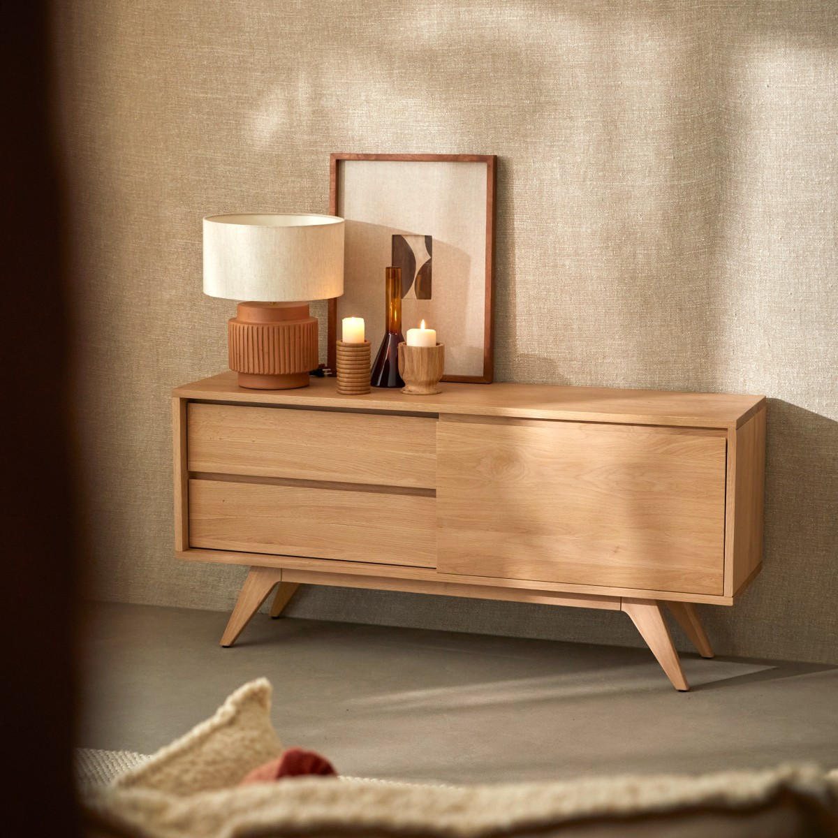 TV-SCHRANK Esmée Natur aus Eiche - Naturfarben, Holz (130/60/35cm) - Tikamoon