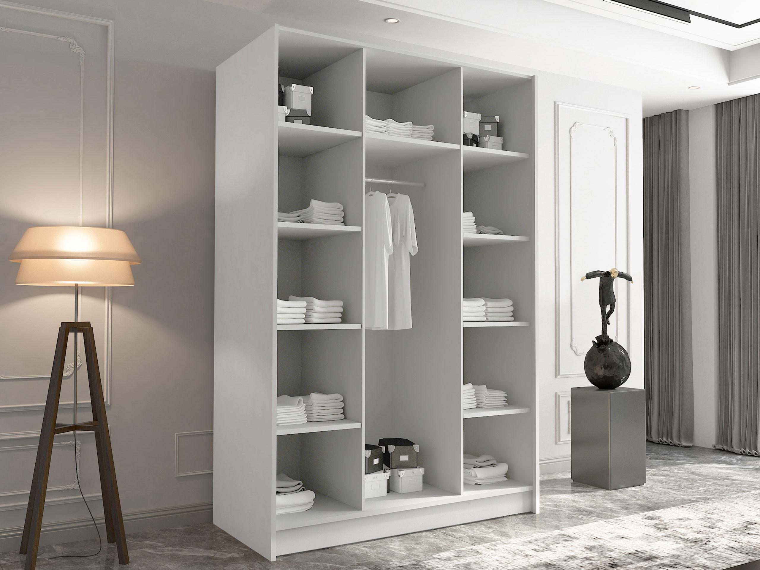Thumbnail - Mirjan24 Kleiderschrank, Eiche, Gold, Holzwerkstoff, 9 Fächer, Rechteckig, 150x215x58 cm, Schlafzimmer, Kleiderschränke,...