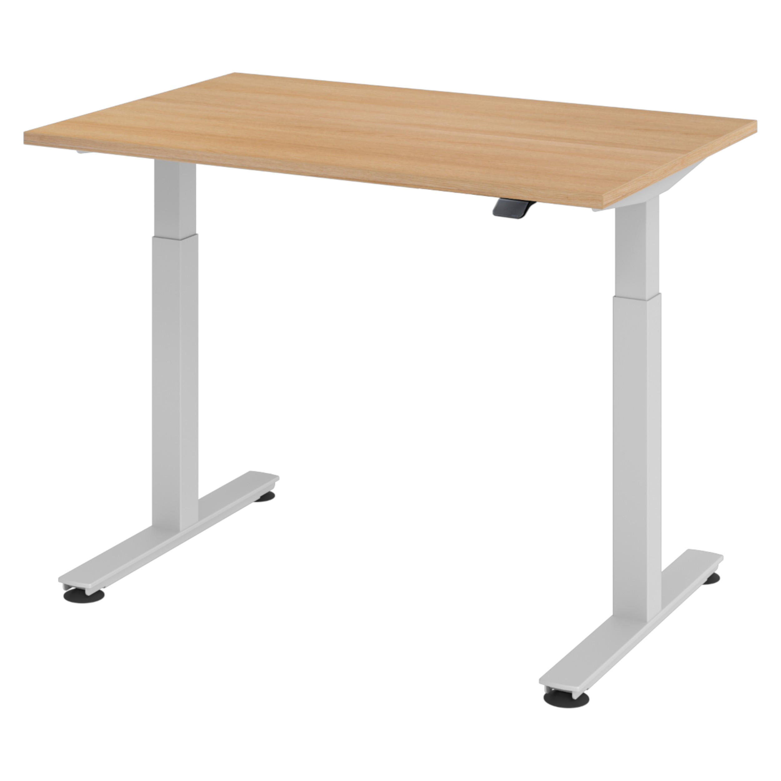 SCHREIBTISCH elektrisch XMST 80/120/74 cm in Eichefarben/Silberfarben - Eichefarben/Silberfarben, Holzwerkstoff (80/120/74cm) - bümö