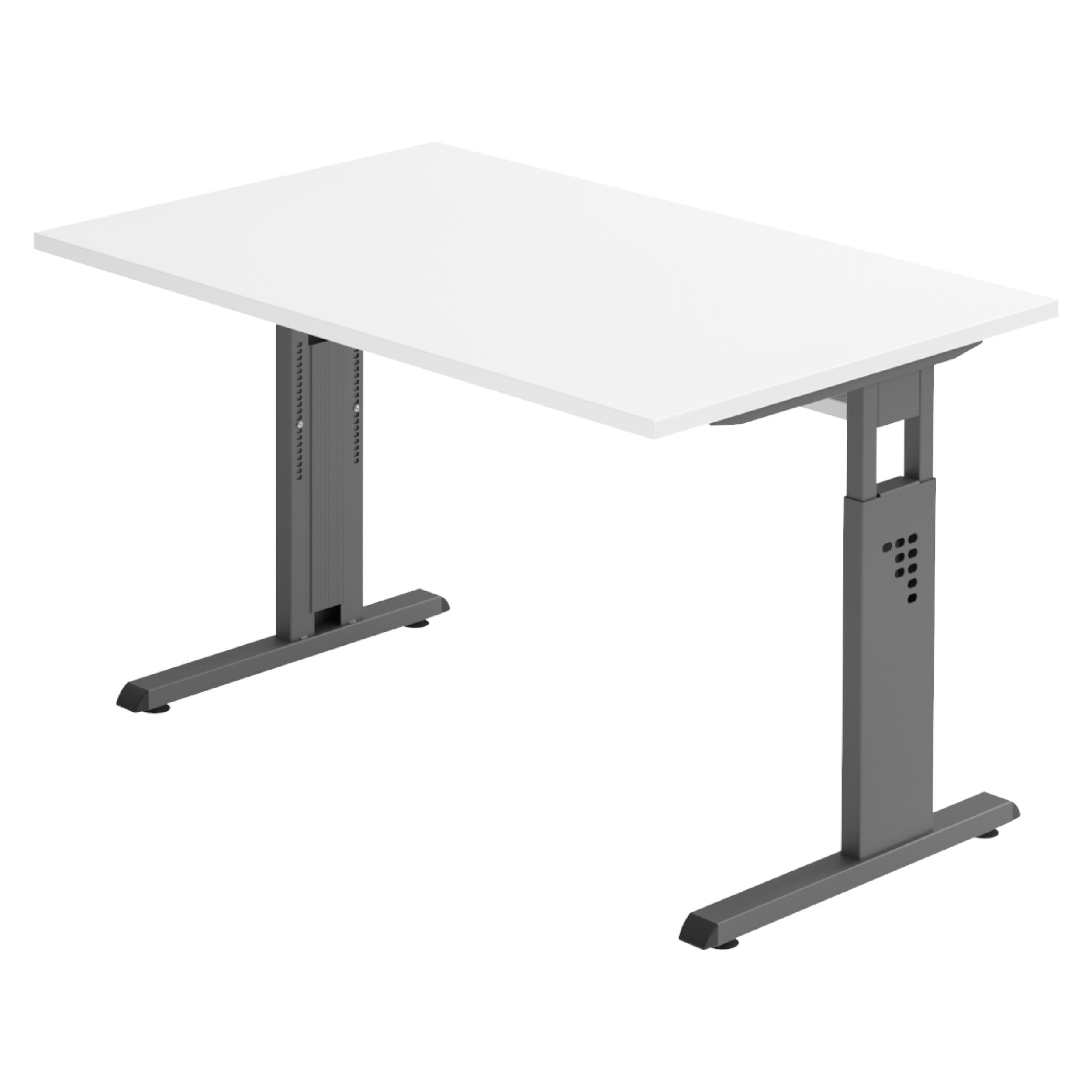 SCHREIBTISCH Serie-O 80/120/74 cm in Weiß/Graphitfarben - Graphitfarben/Weiß, Holzwerkstoff (80/120/74cm) - bümö