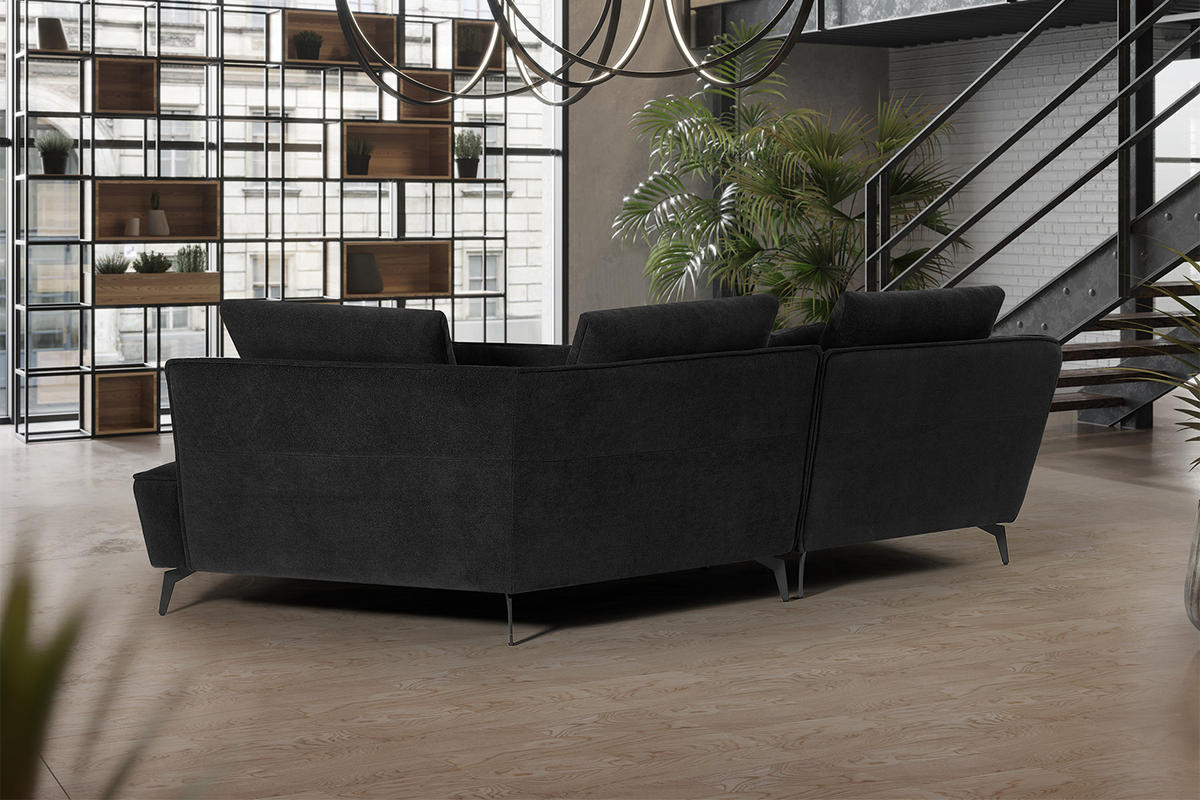 DESIGNSOFA GARBO Schwarz Webstoff - Schwarz, Textil/Metall (280/92/158cm) - KAWOLA