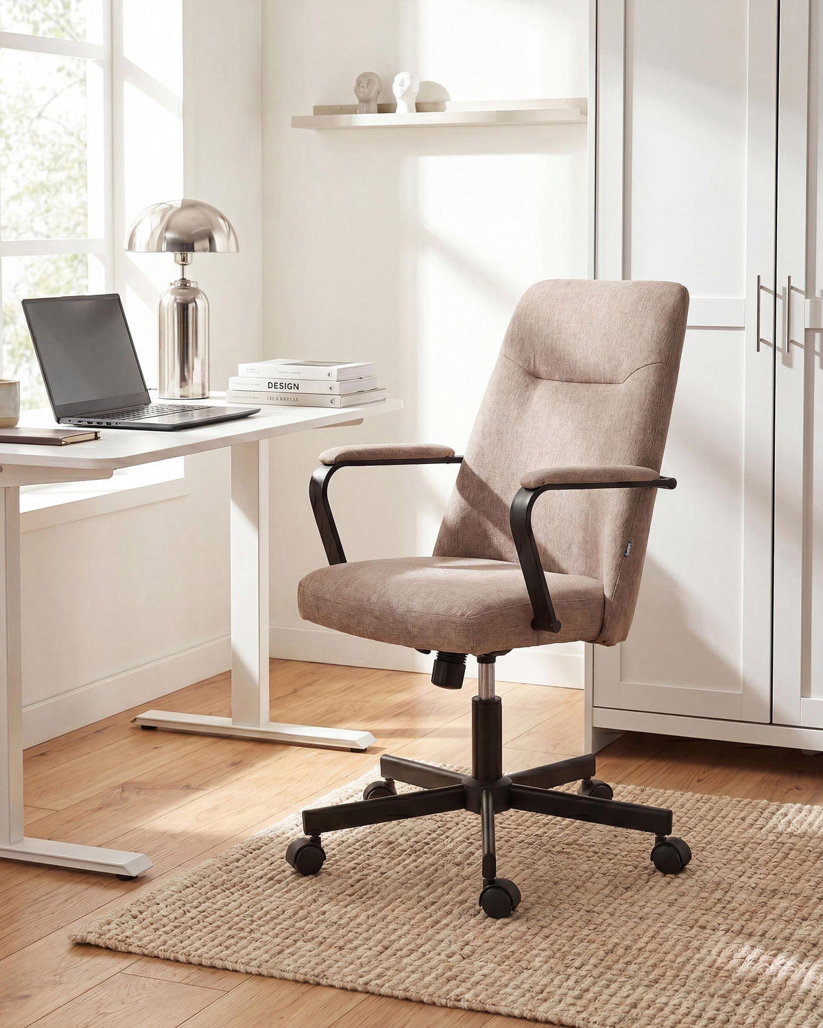 KANCELÁŘSKÁ ŽIDLE Látka Světle hnědá Caroga - světle hnědá, textil (62/90/62cm) - Beliani