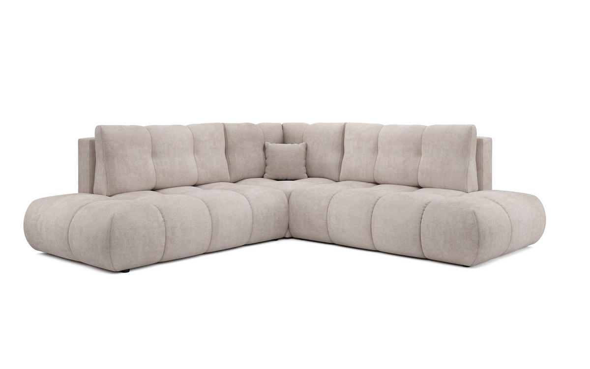 ECKSOFA DUCA II L-S Beige Chenille mit Schlaffunktion - Beige, Holz (266.5/266.5cm) - MASSENO