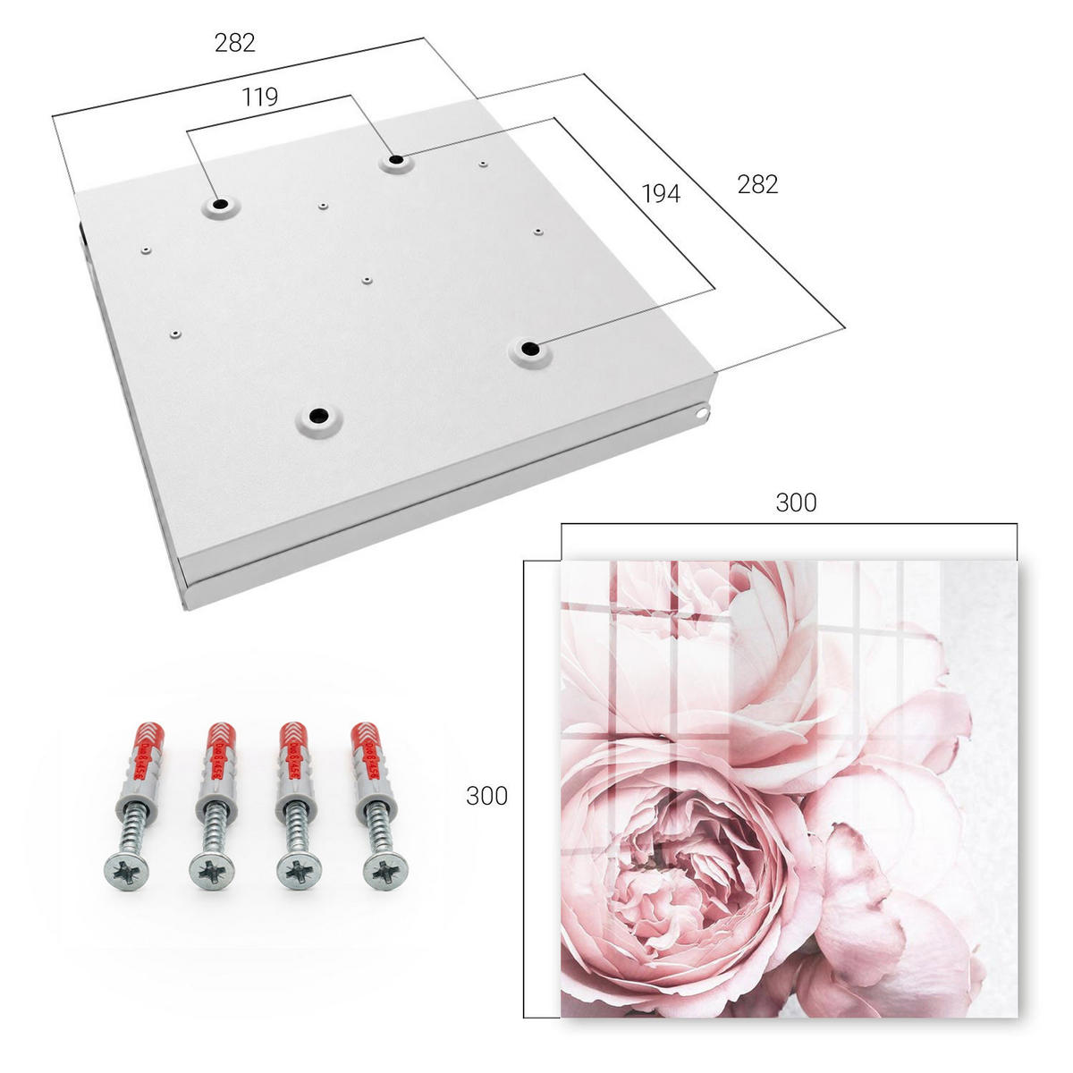 SCHLÜSSELBOX Weiß 30x30 cm – Türöffnung nach rechts - Pinke Schönheit - Pink, Metall (30/30/5cm) - TULUP