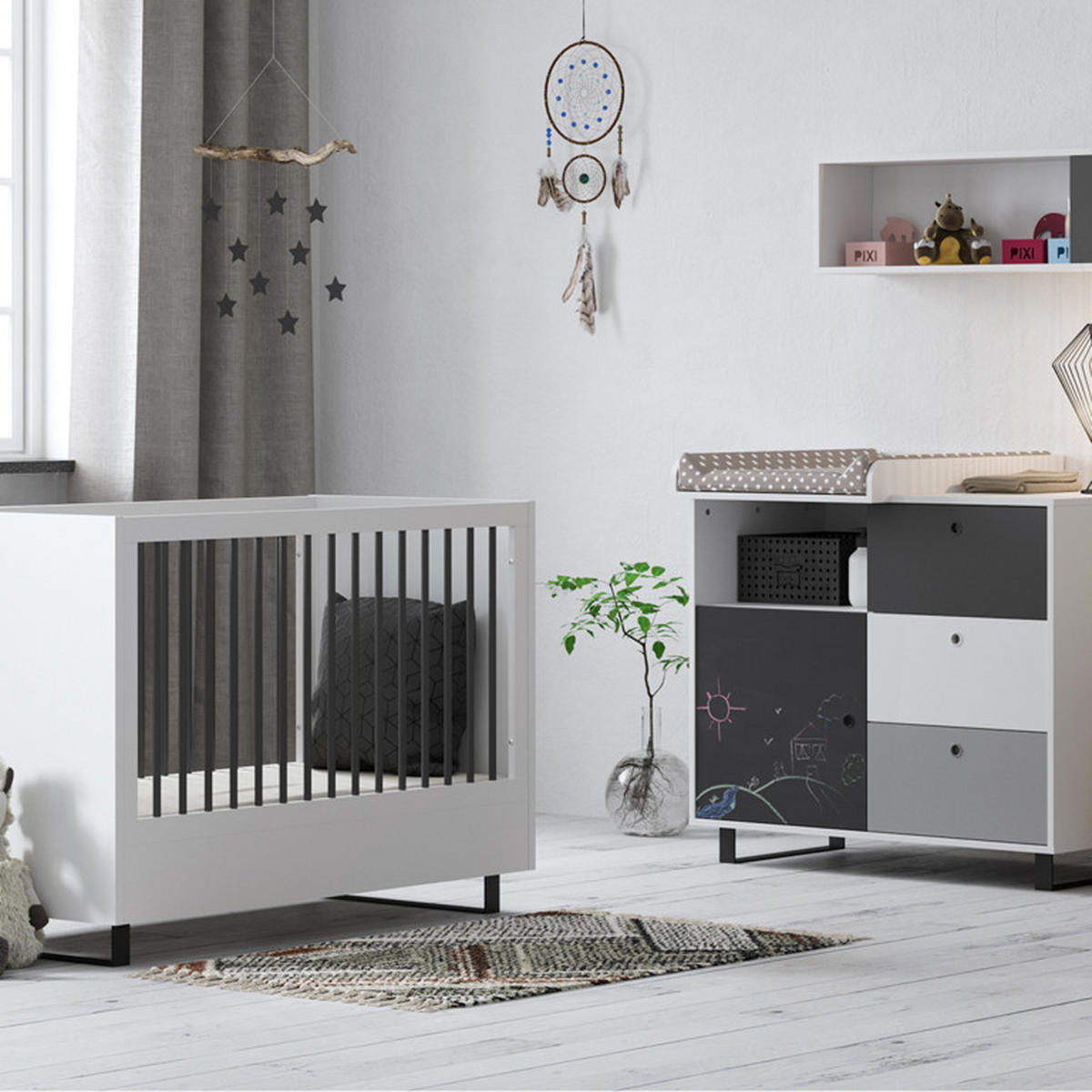 DĚTSKÁ KOMODA Černá - černá, kompozitní dřevo (103.5/96.5/55cm) - Petits-meubles