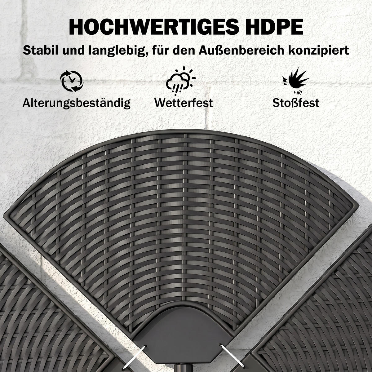 SONNENSCHIRMGEWICHT wetterfest, mit 52 kg Wasser oder 68 kg Sand befüllbar, HDPE, Schwarz - Schwarz, Kunststoff (100/100cm) - Outsunny