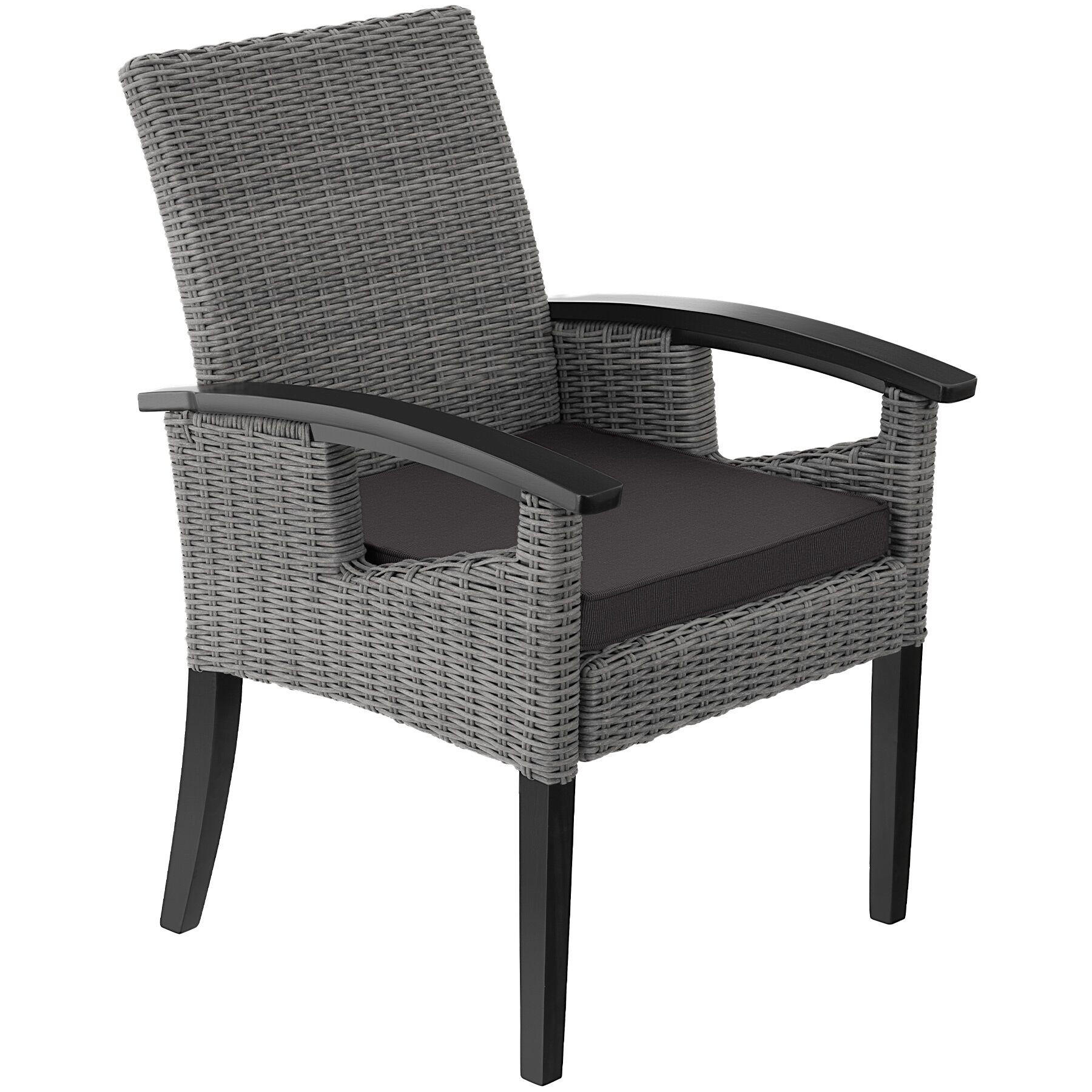 RATTAN STUHL Rosarno, inklusive Sitzpolster, 62,5 x 71,5 x 94 cm, grau - Grau, Kunststoff (62.5/94/71.5cm) - tectake