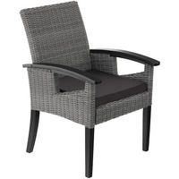 RATTAN STUHL Rosarno, inklusive Sitzpolster, 62,5 x 71,5 x 94 cm, grau - Grau, Kunststoff (62.5/94/71.5cm) - tectake