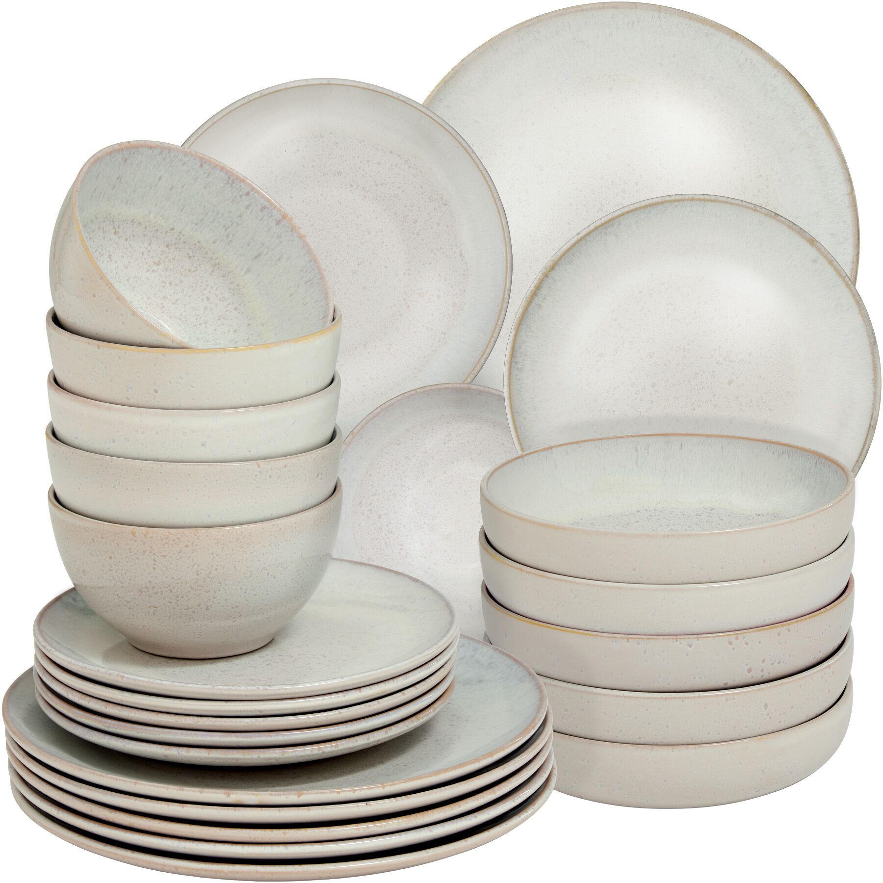 TAFELSERVICE Mare, ineinander stapelbar, Sand - Sandfarben, Keramik (26.5/2.5/26.5cm) - tectake